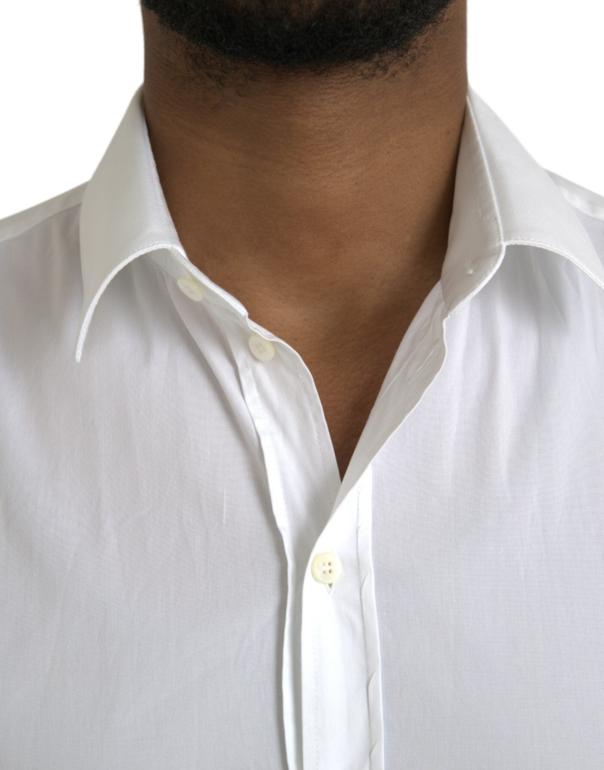 Dolce & Gabbana White Cotton Stretch Formal SICILIA Shirt