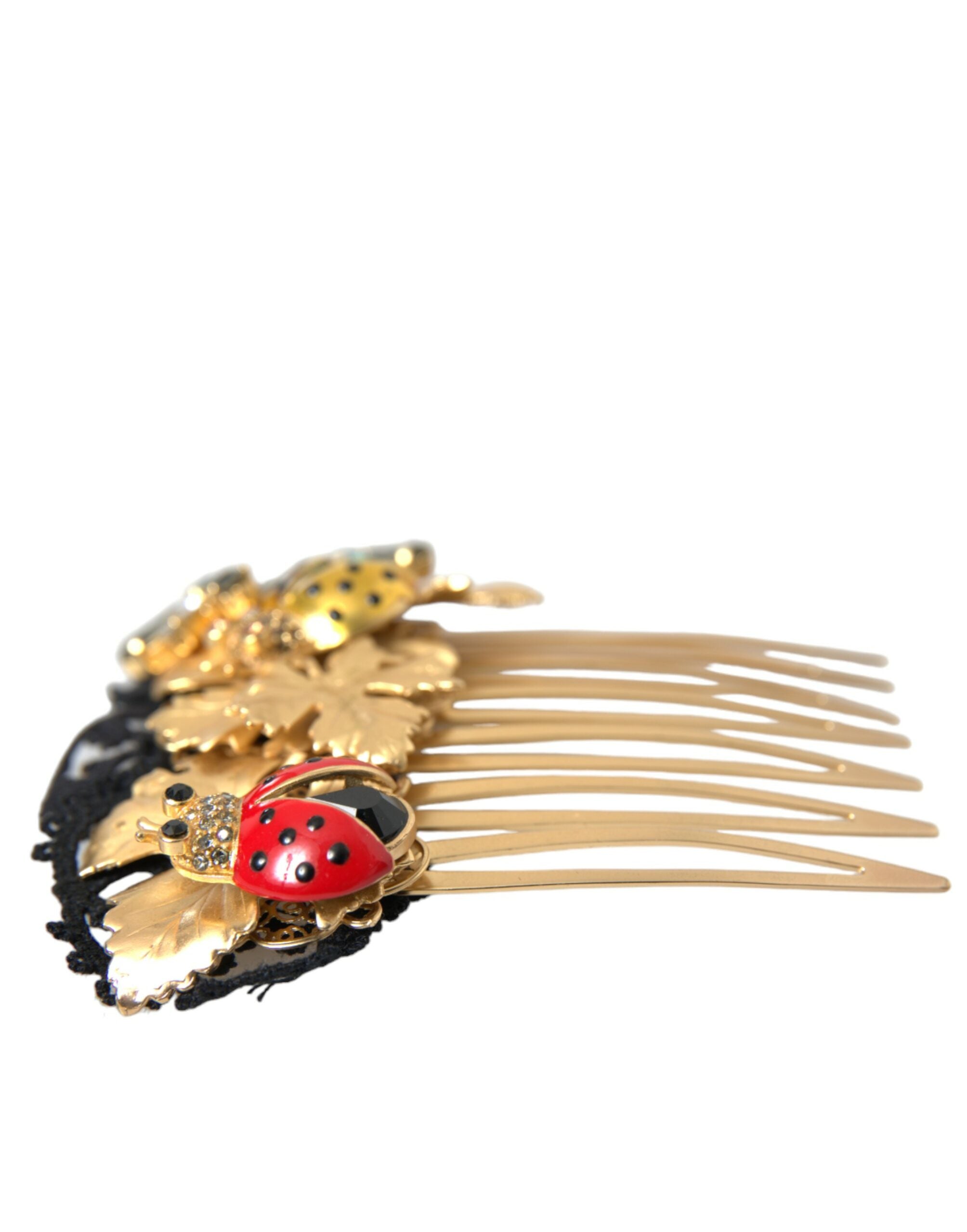 Dolce & Gabbana Gold Brass Crystal Lady Bug Women Hair Comb