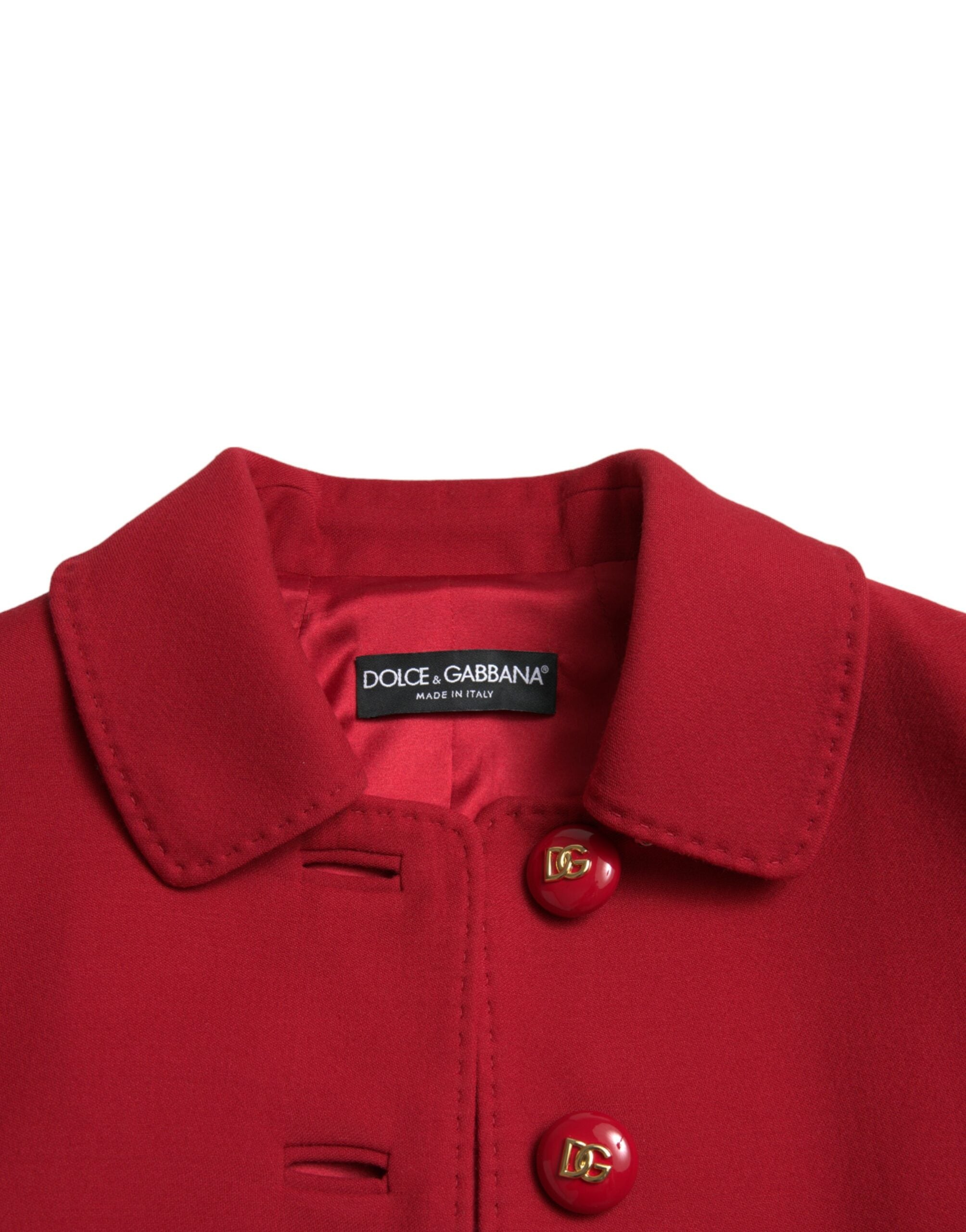 Dolce & Gabbana Red Virgin Wool Cropped Jacket