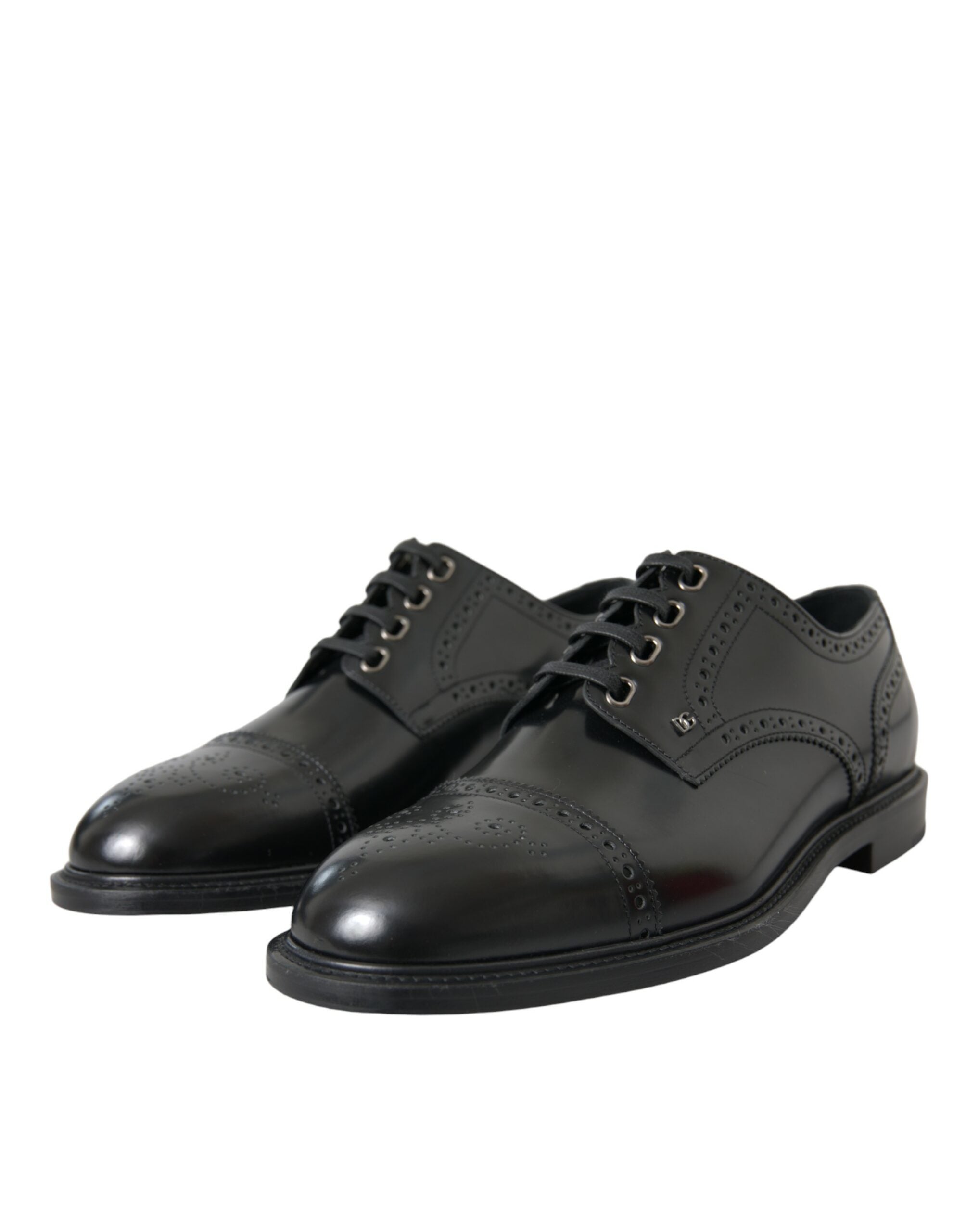 Dolce & Gabbana Black Leather Oxford Wingtip Derby Shoes