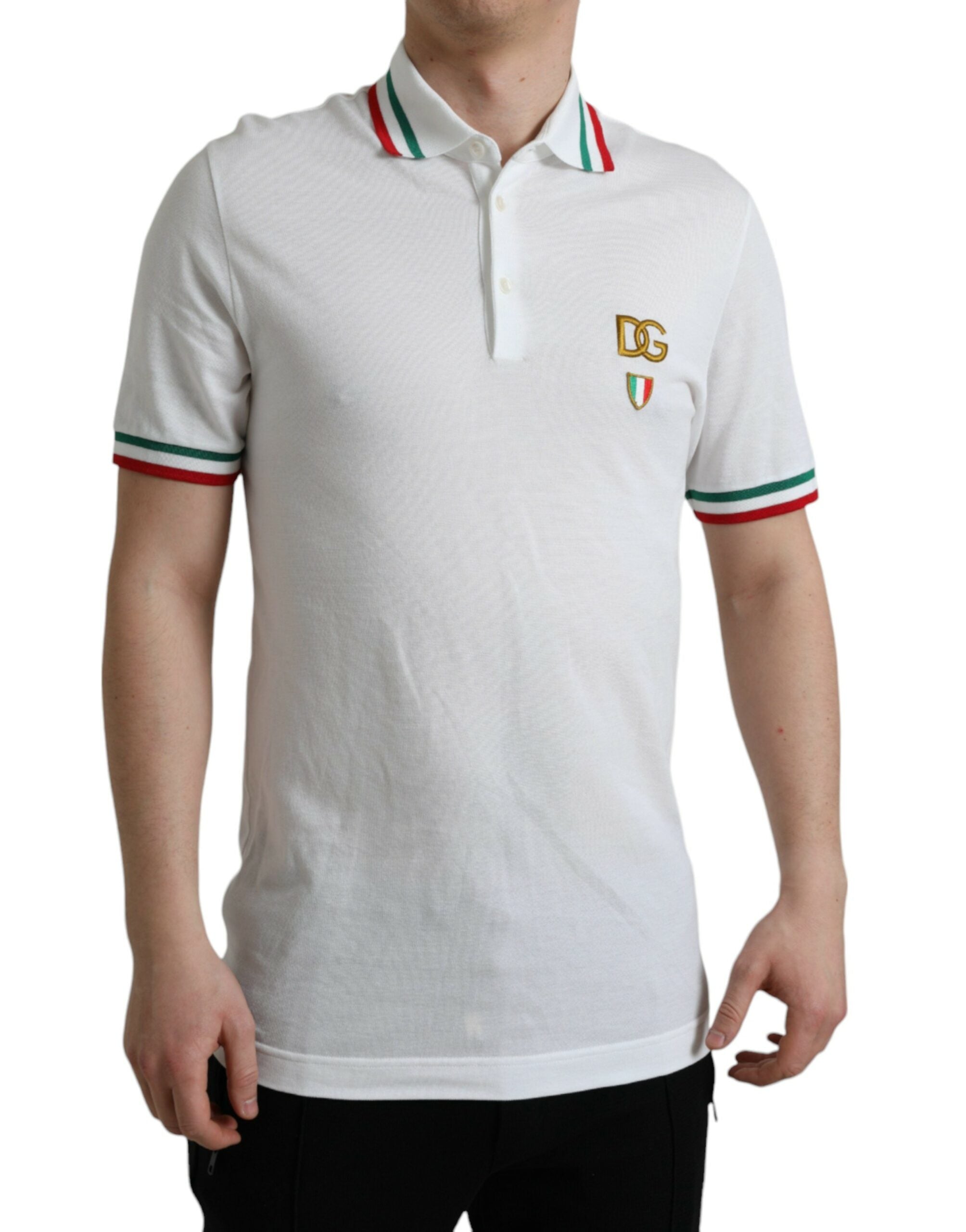 Dolce & Gabbana Elegant White Cotton Polo with Logo Detail