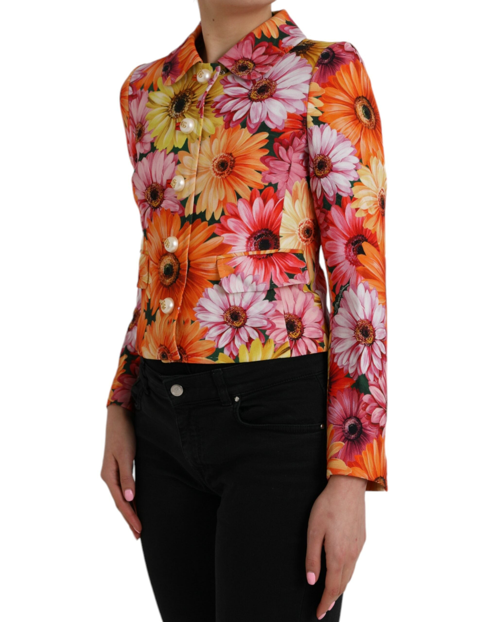 Dolce & Gabbana Multicolor Floral Brocade Blazer Coat Jacket