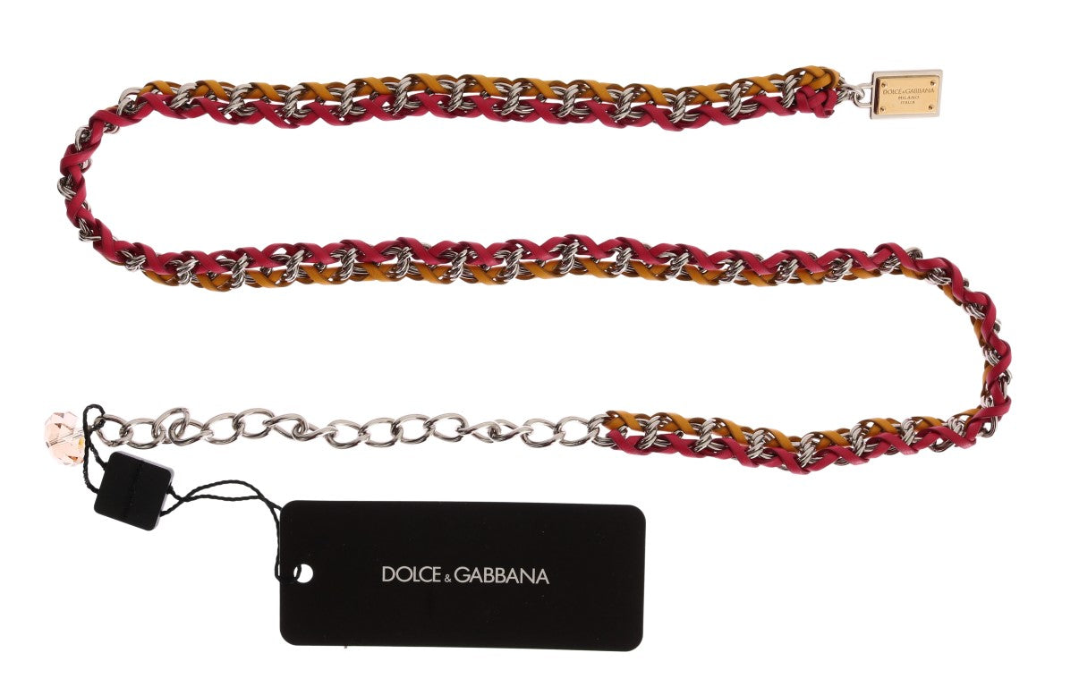 Dolce &amp; Gabbana червен жълт кожен кристален колан