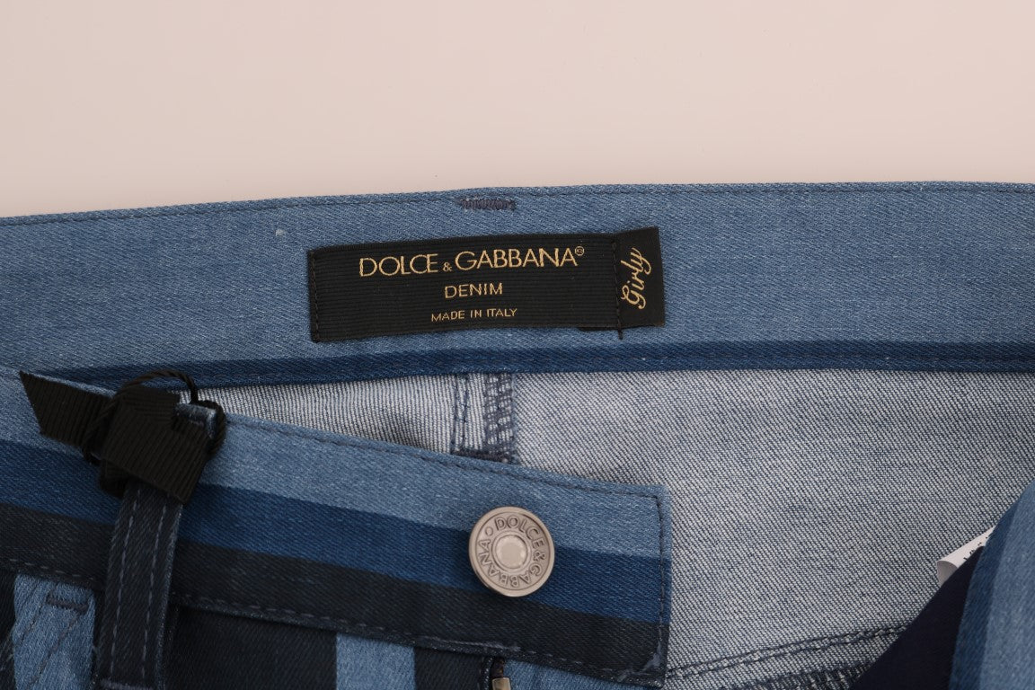 Dolce &amp; Gabbana Blue GIRLY памучни дънки на райета