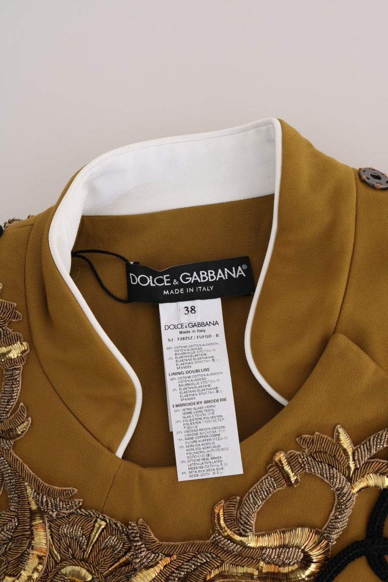 Dolce &amp; Gabbana Yellow Crystal Cross Vest Jacket