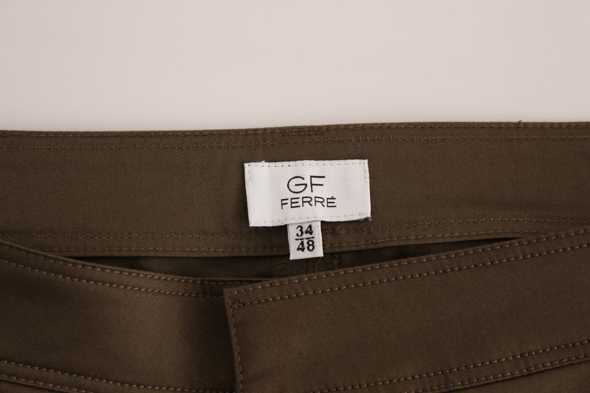 Зелени памучни еластични комфортни панталони GF Ferre