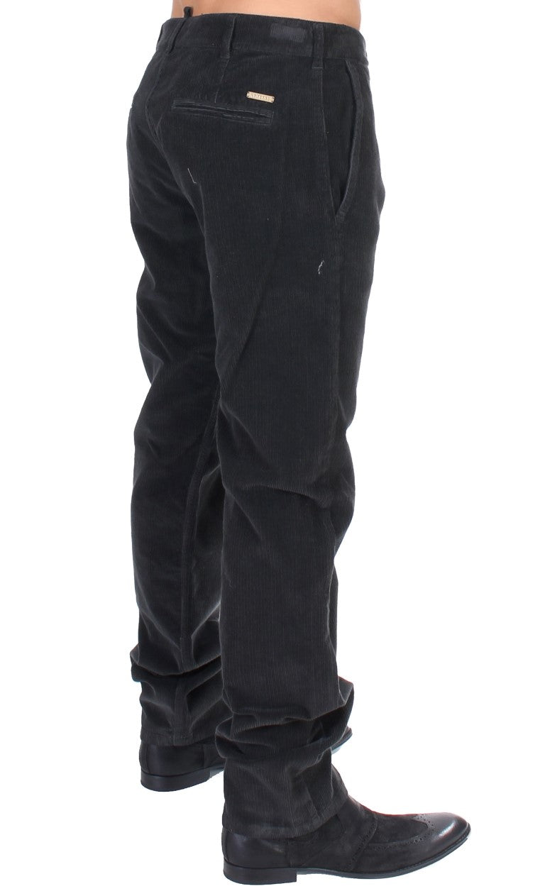 GF Ferre Черни кадифени памучни прави панталони