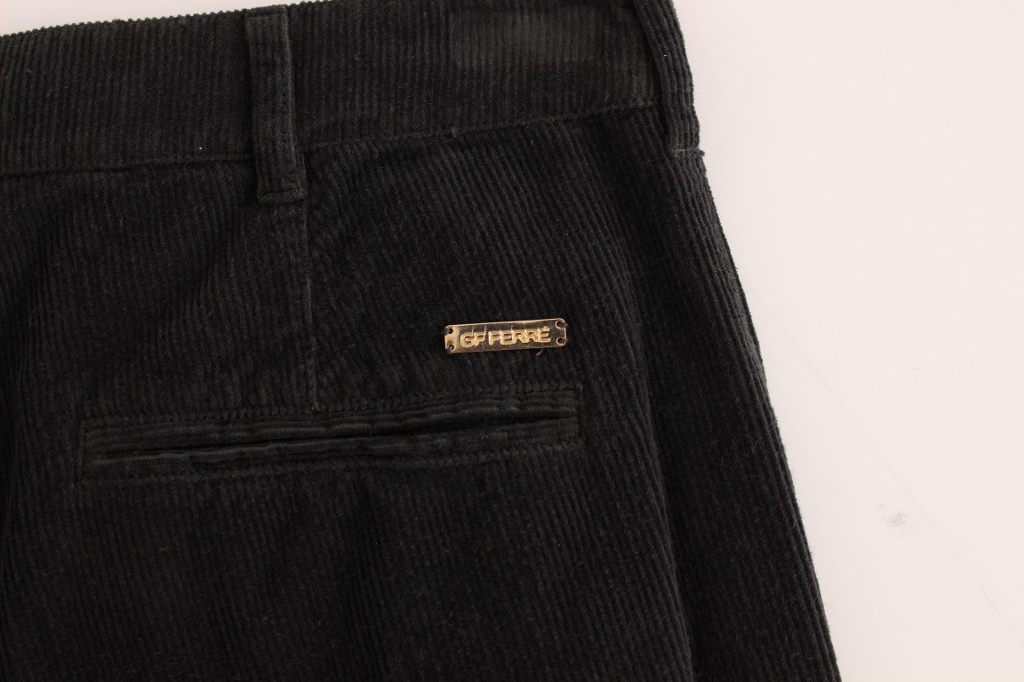 GF Ferre Черни кадифени памучни прави панталони