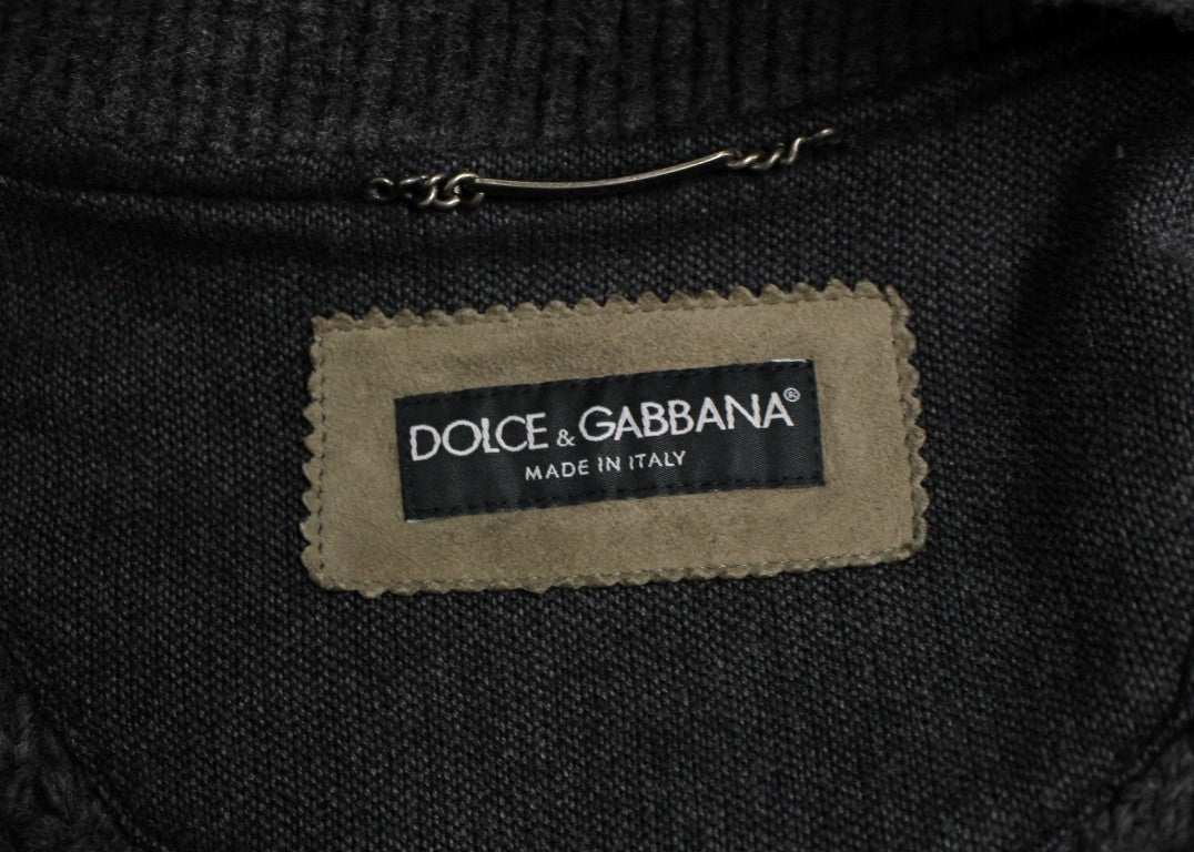 Кафяво сиво кожено яке Dolce &amp; Gabbana