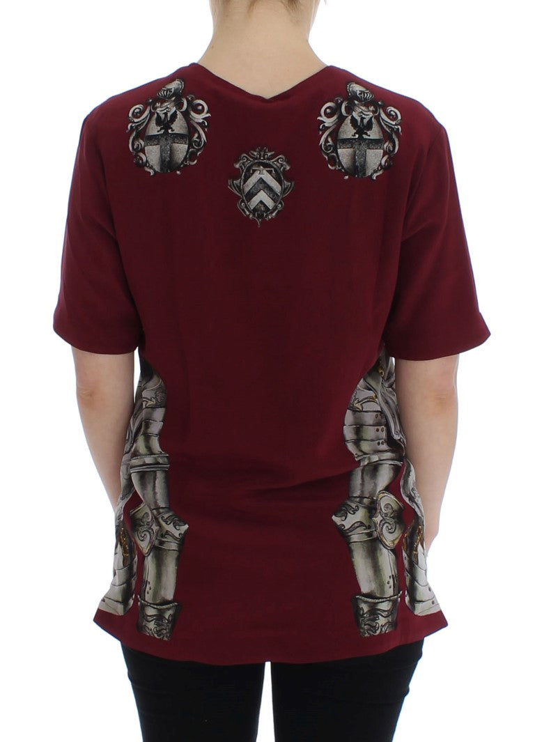Копринена блуза с принт Червен рицар Dolce &amp; Gabbana