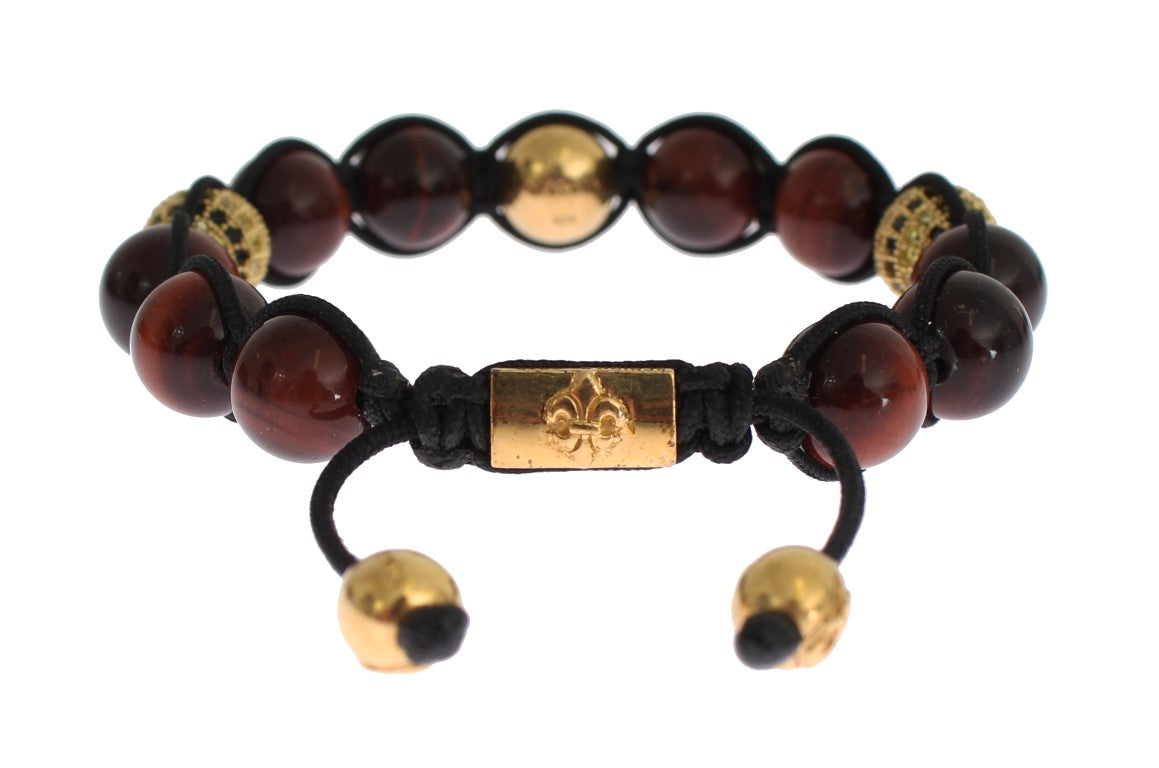 Nialaya CZ Red Tiger Eye злато 925 сребърна гривна