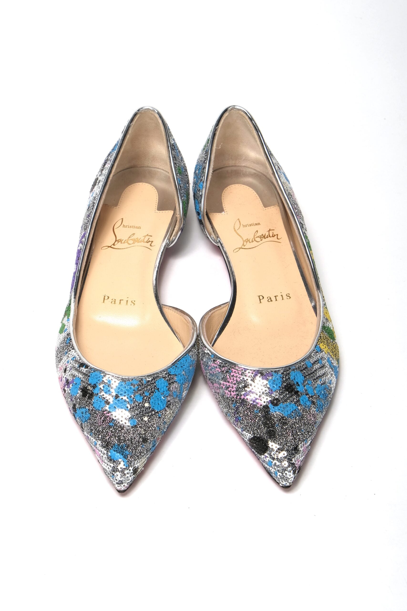 Christian Louboutin Multicolor Silver Flat Point Toe Shoe