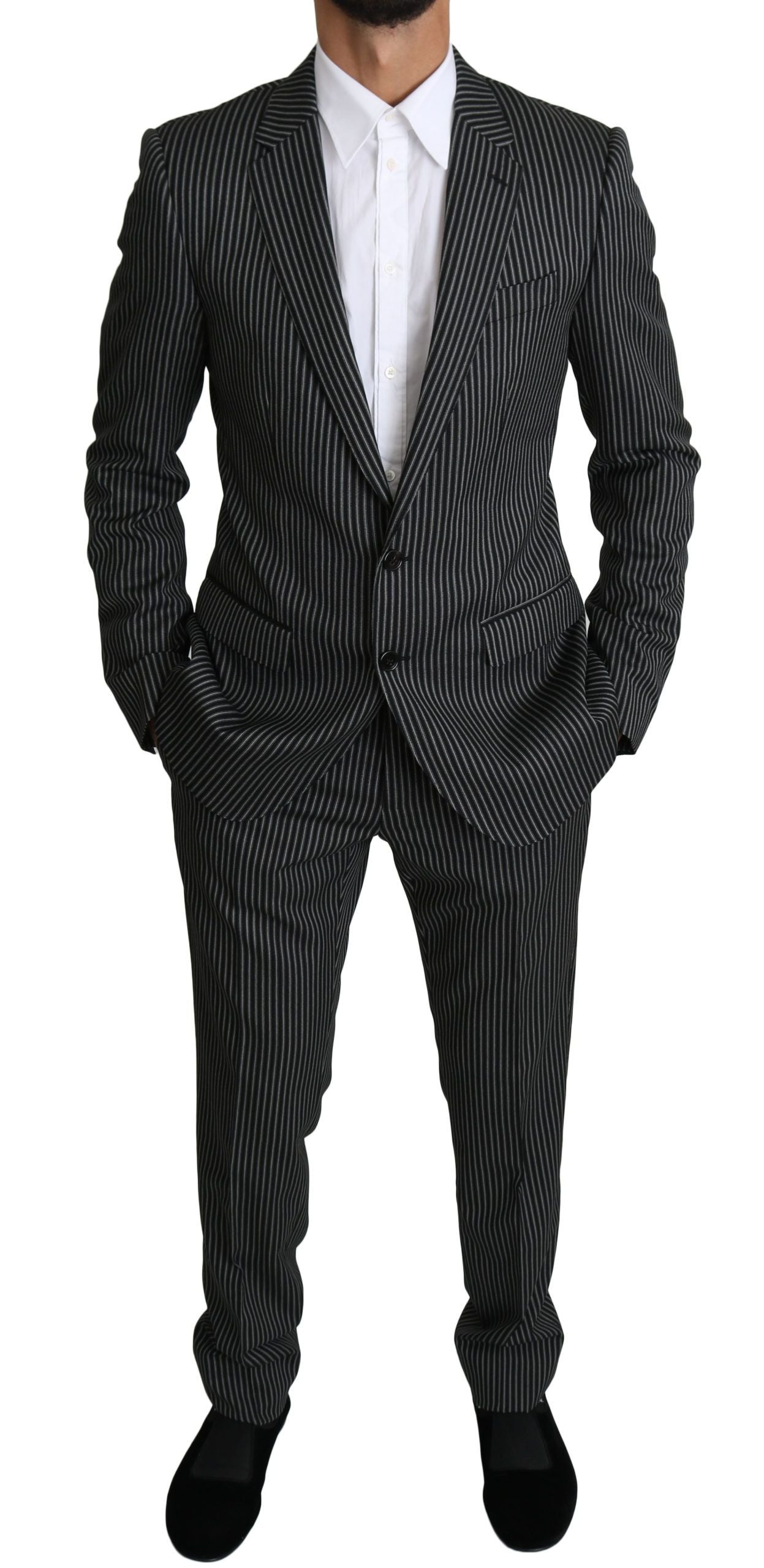 Dolce & Gabbana Elegant Striped Wool-Silk Two-Piece Suit