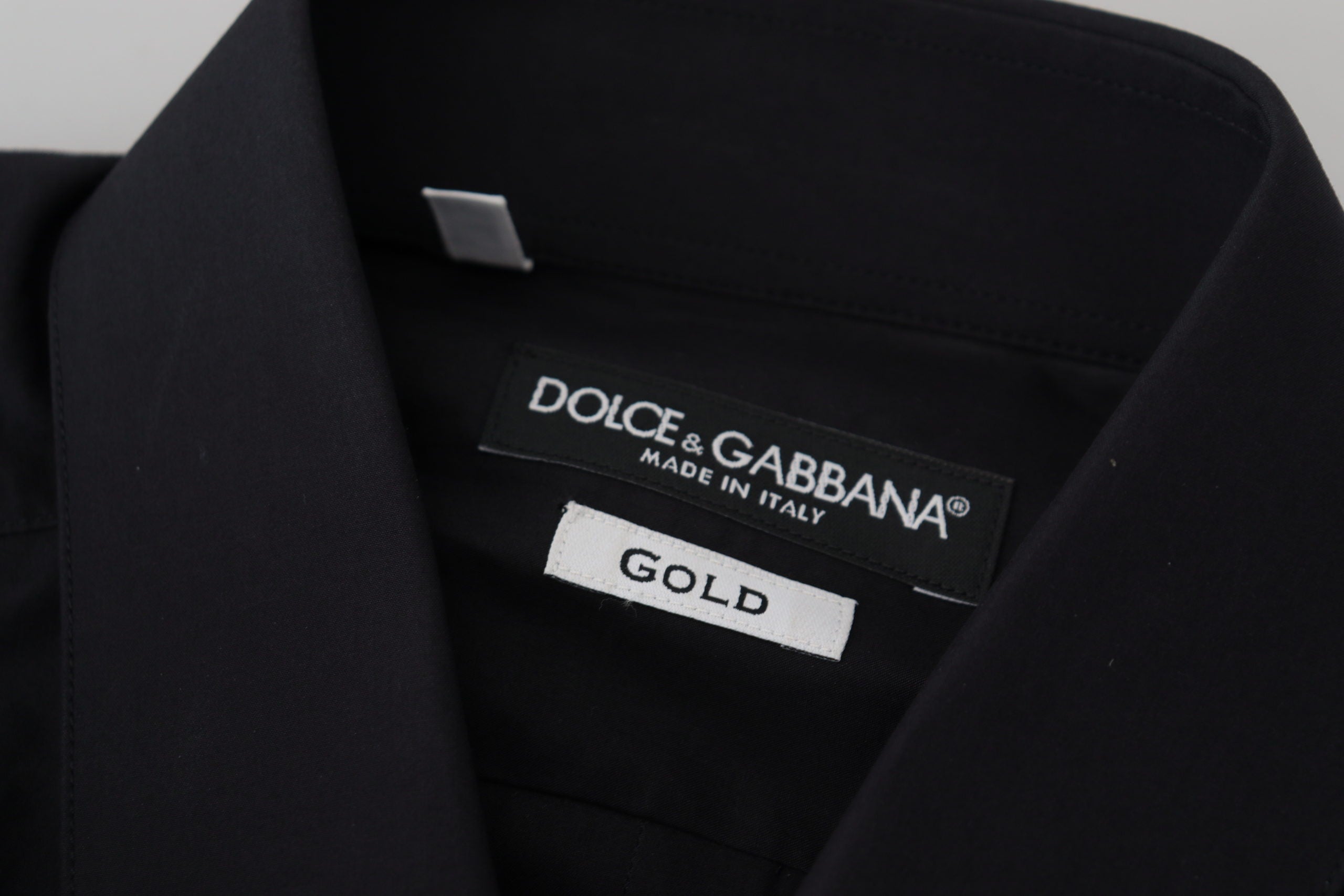 Dolce &amp; Gabbana Черна памучна тънка официална рокля ЗЛАТНА риза