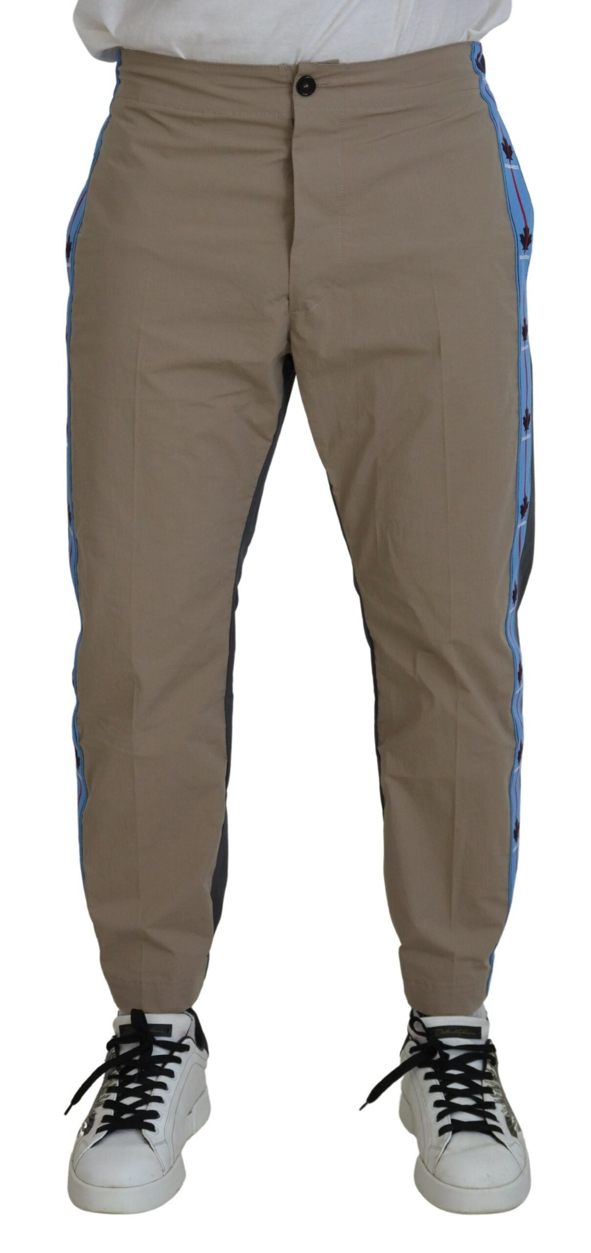 Dsquared² Cotton Brown Gray Two Tone Men Casual Pants
