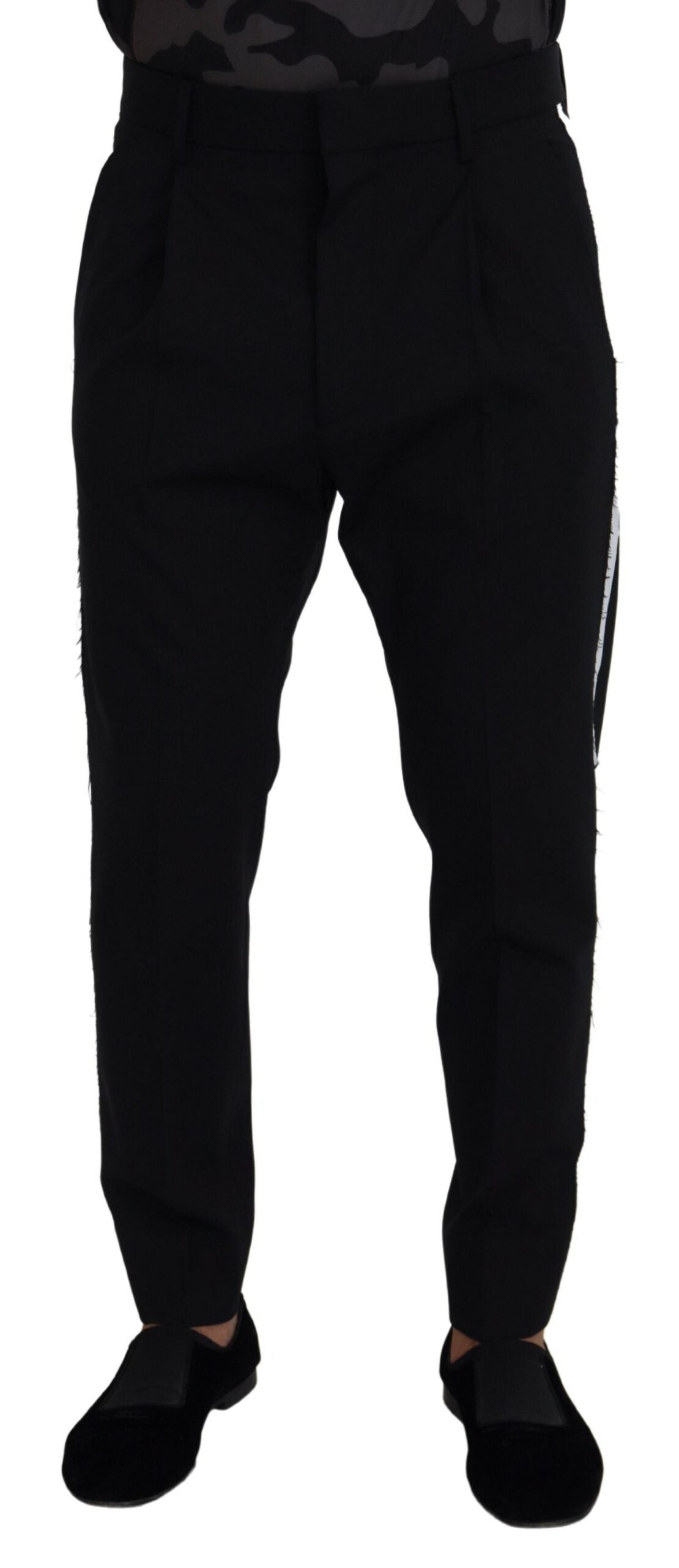 Dsquared² Back White Lined Side Wool Tapered Pants