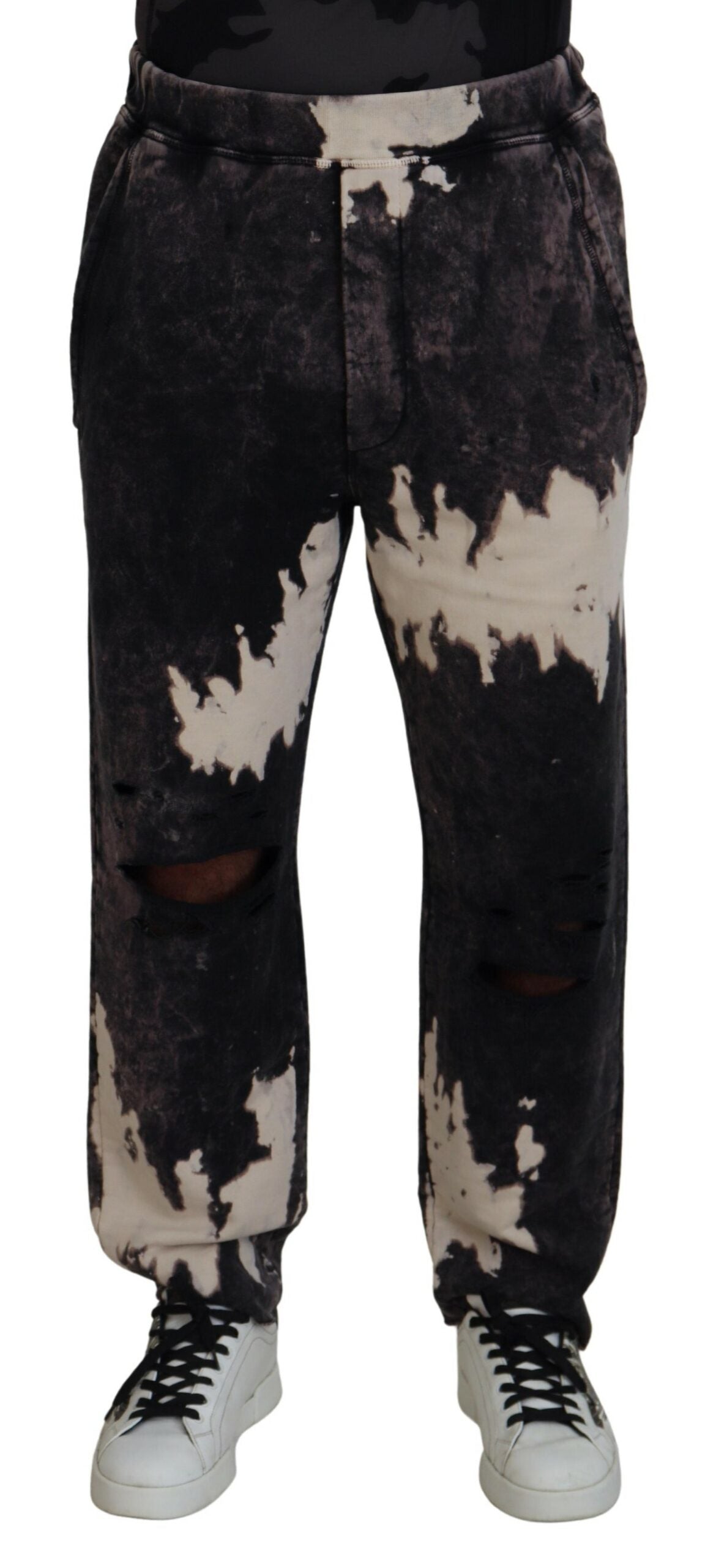 Dsquared² Gray Washed Tie Dye Tattered Men Pants