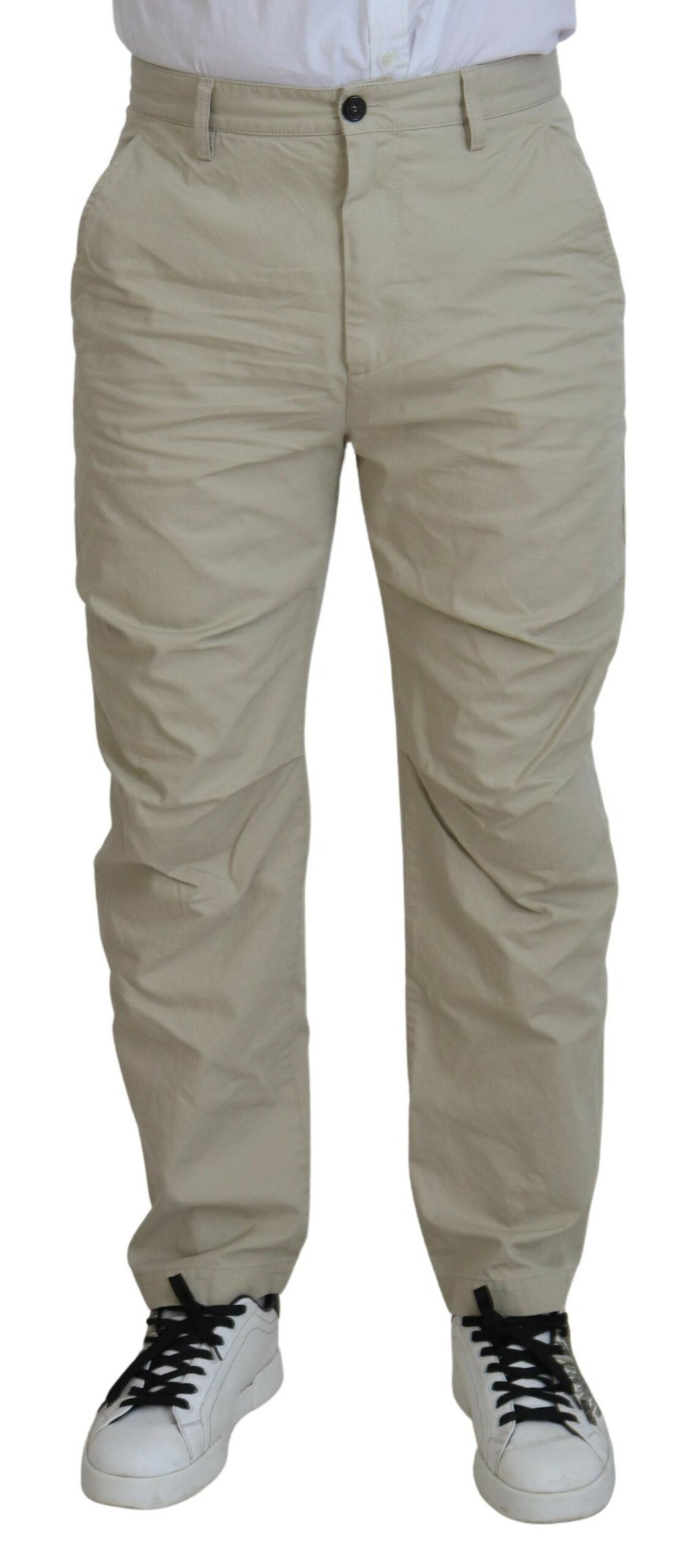 Dsquared² Beige Cotton Straight Fit Men Casual Pants