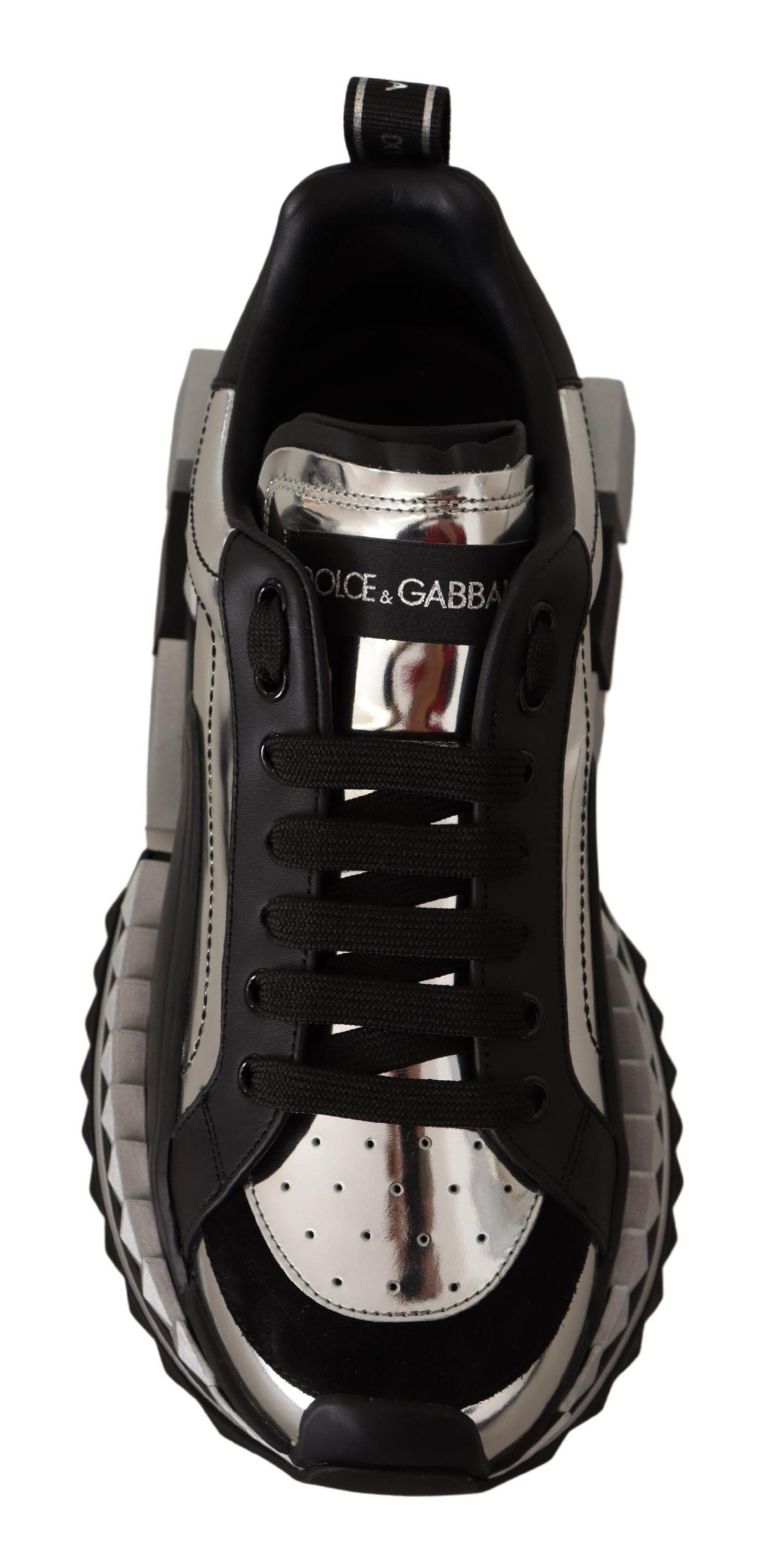 Dolce & Gabbana Elegant Super King Leather Sneakers - Silver & Black