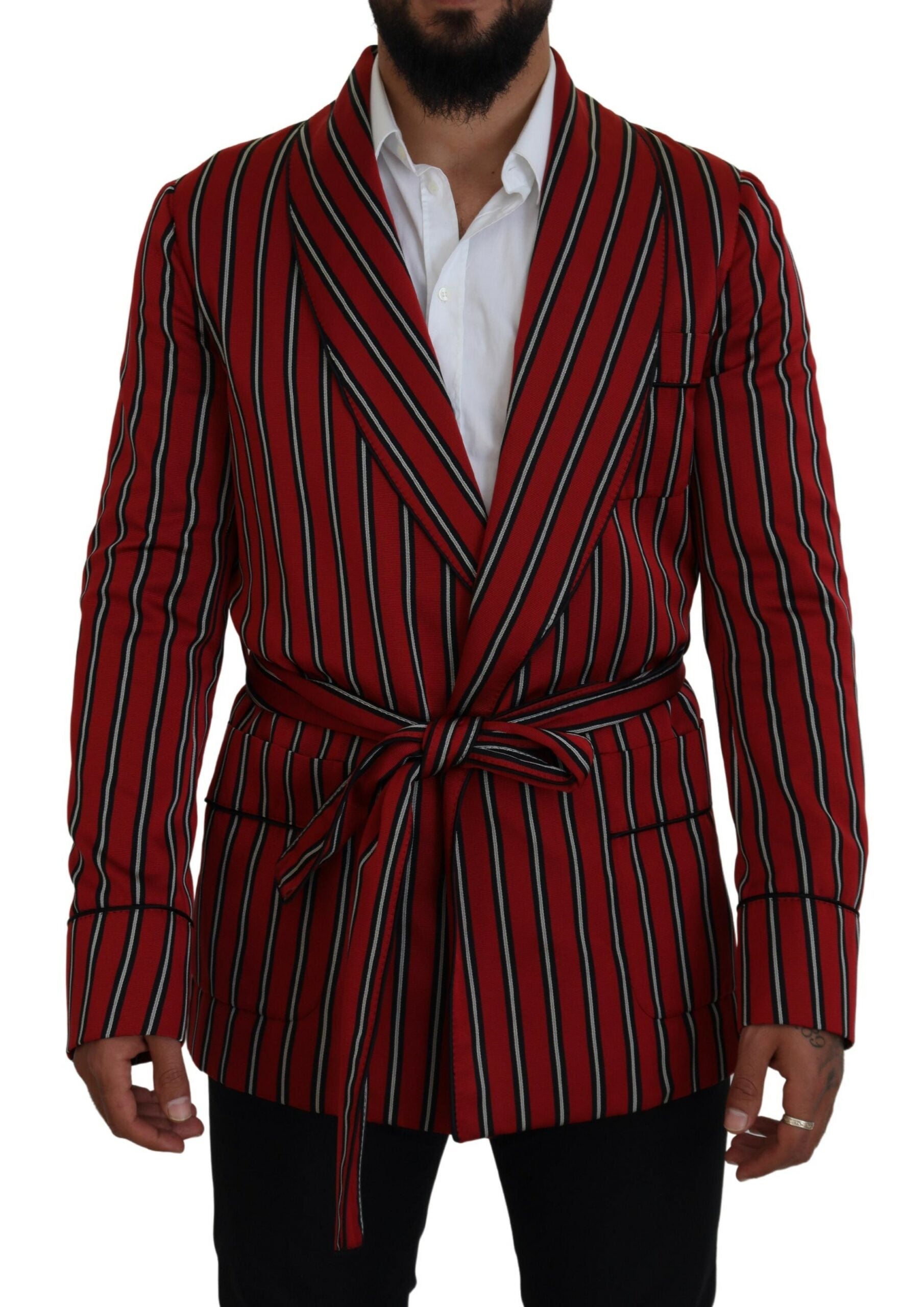 Dolce &amp; Gabbana Червени райета Мартини щампован халат