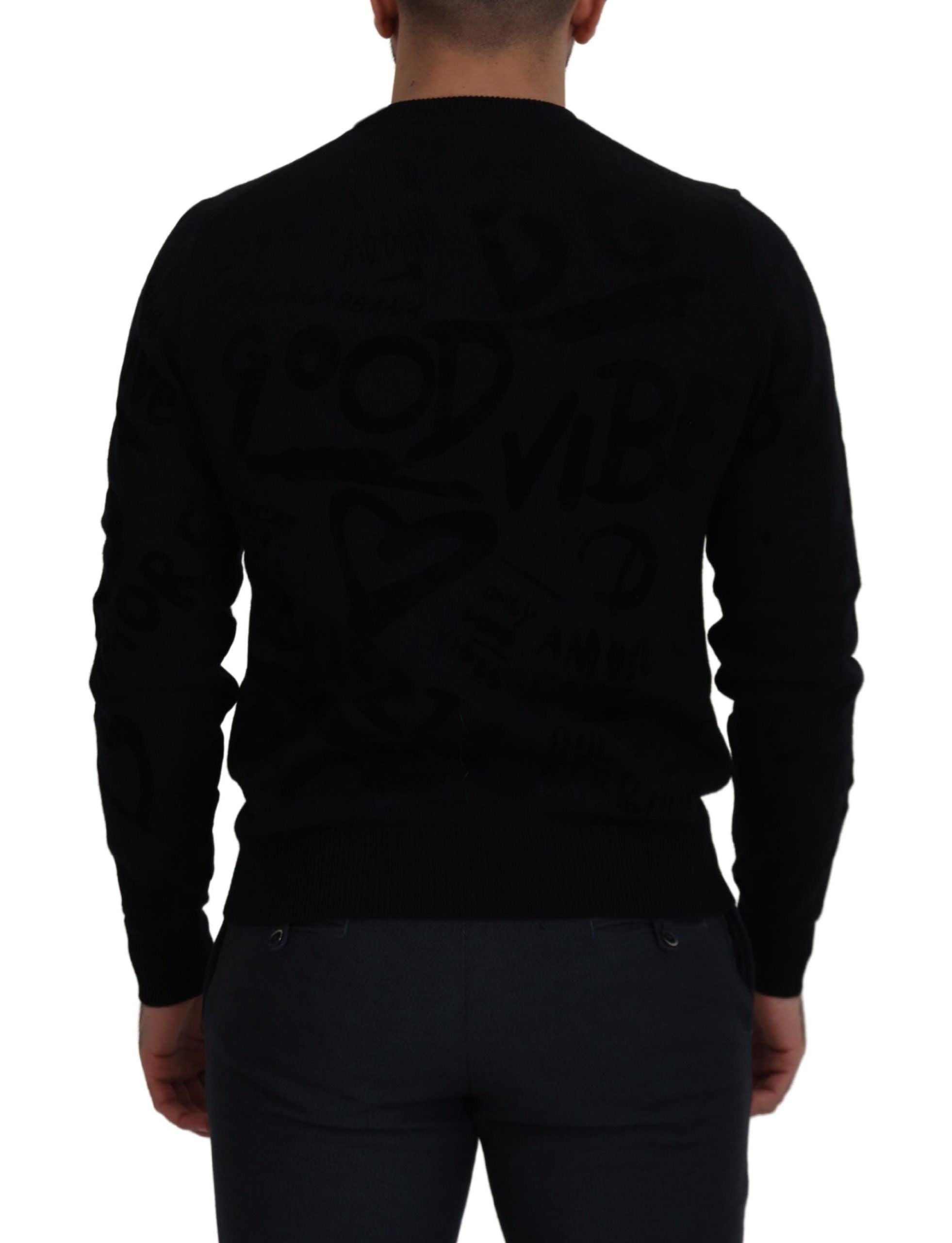 Dolce & Gabbana Elegant Black Logo Wool Sweater