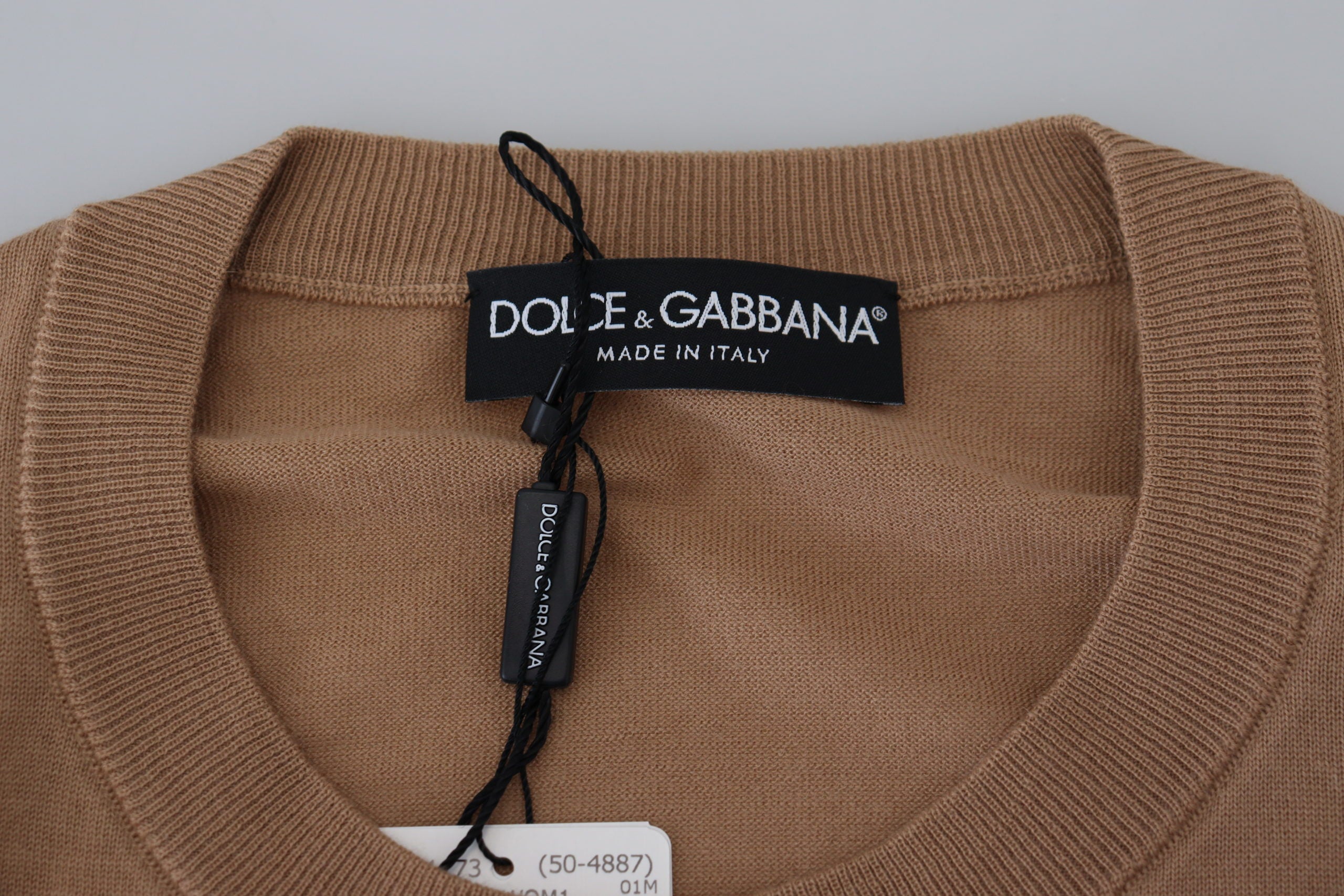 Dolce & Gabbana Beige Cashmere Crewneck Pullover Sweater