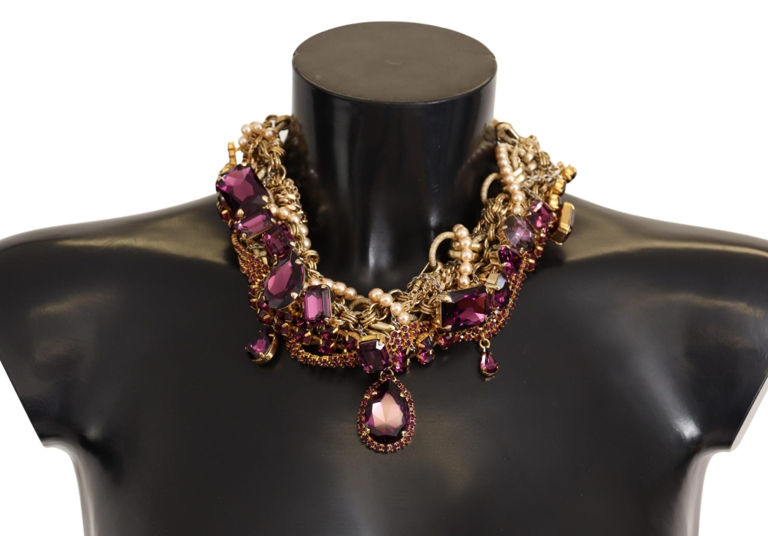 Dolce &amp; Gabbana Gold Brass Sicily Purple Crystal Колие