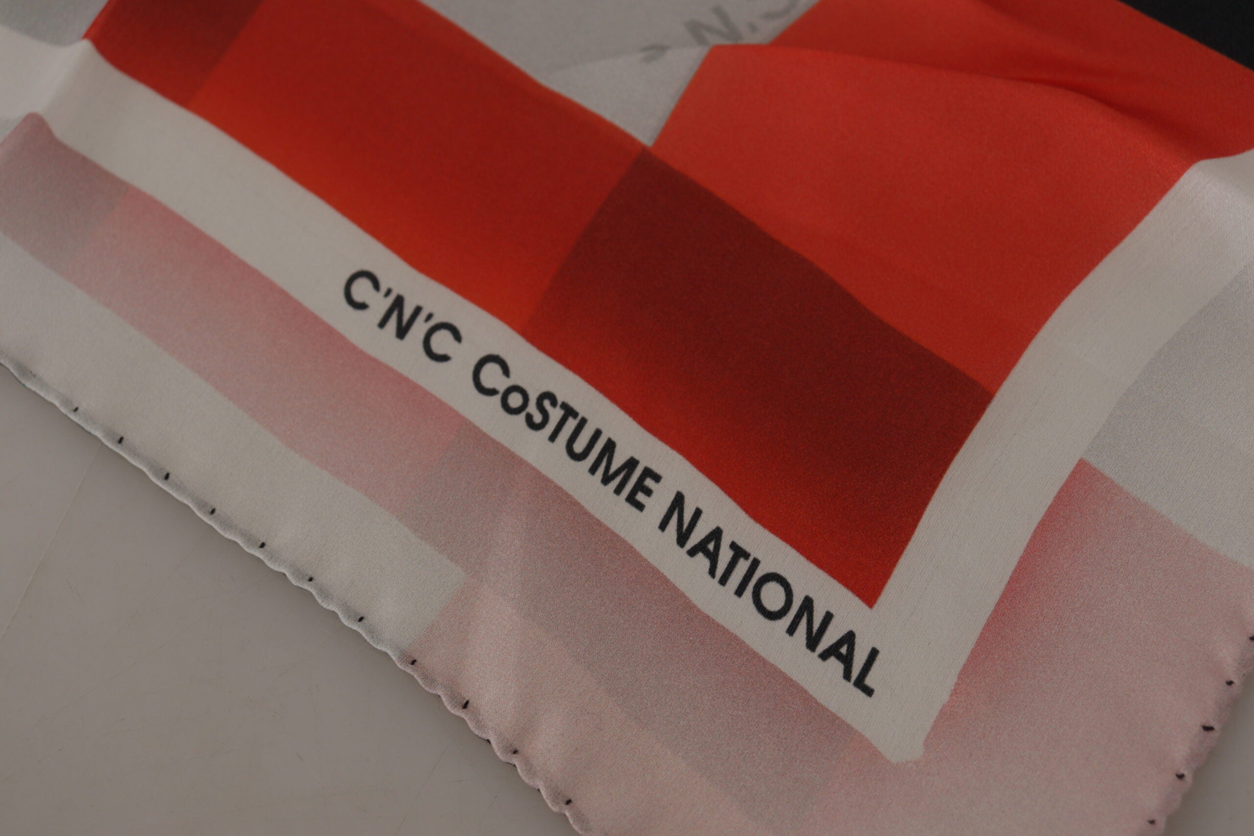 Costume National Elegant Silk Scarf in Gray Red Checkered