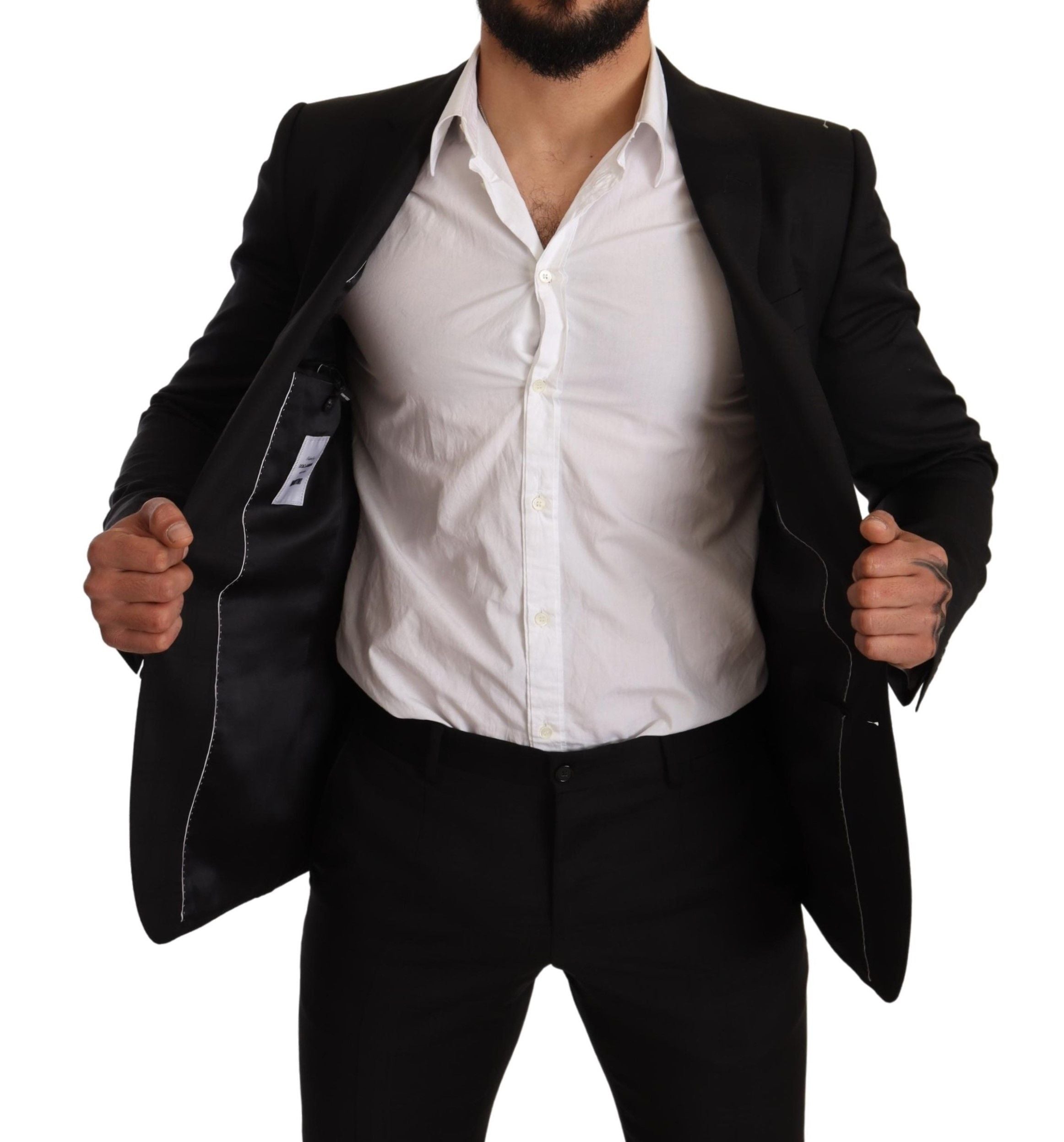 Dolce &amp; Gabbana Черен кариран костюм MARTINI SLIM FIT от 2 части