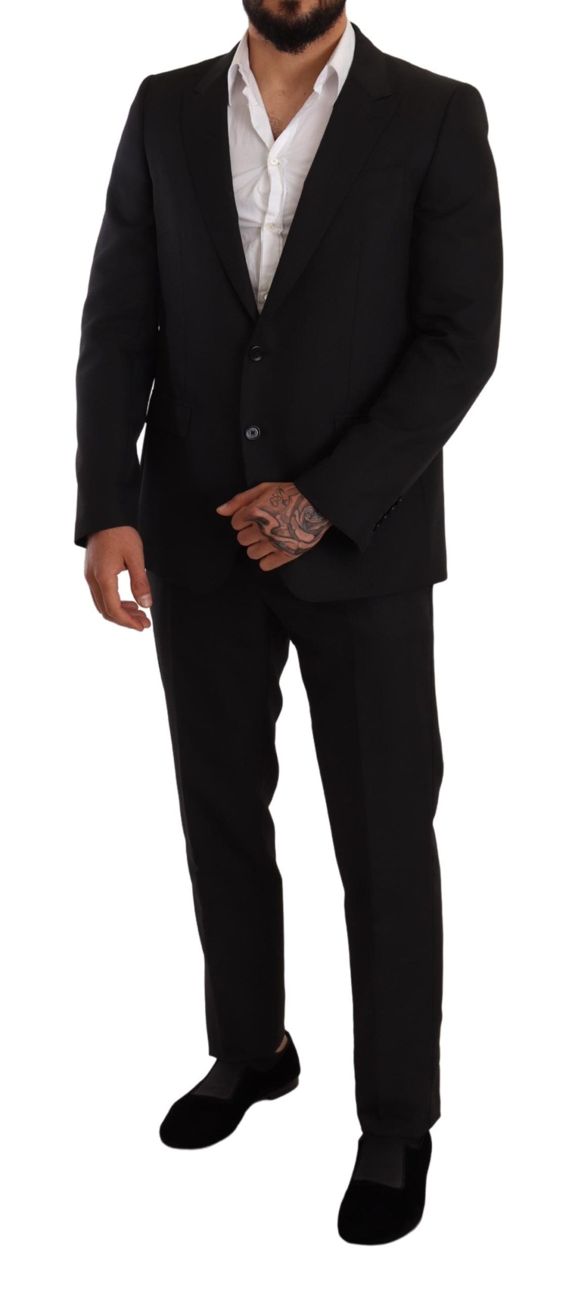 Dolce &amp; Gabbana Black Fantasy Slim Fit вълнен костюм MARTINI