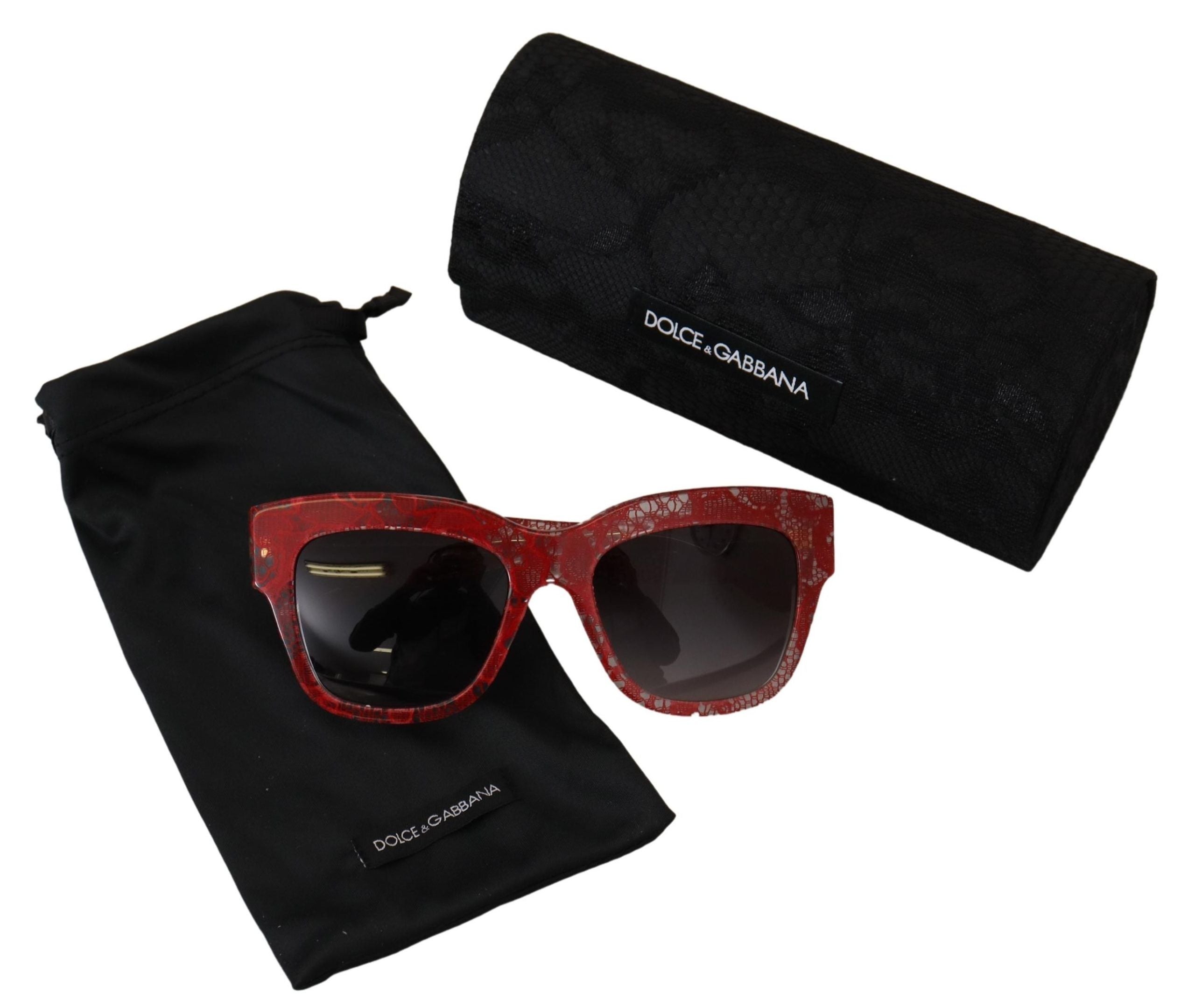 Dolce &amp; Gabbana Red Lace Acetate Rectangle Shades DG4231 Слънчеви очила