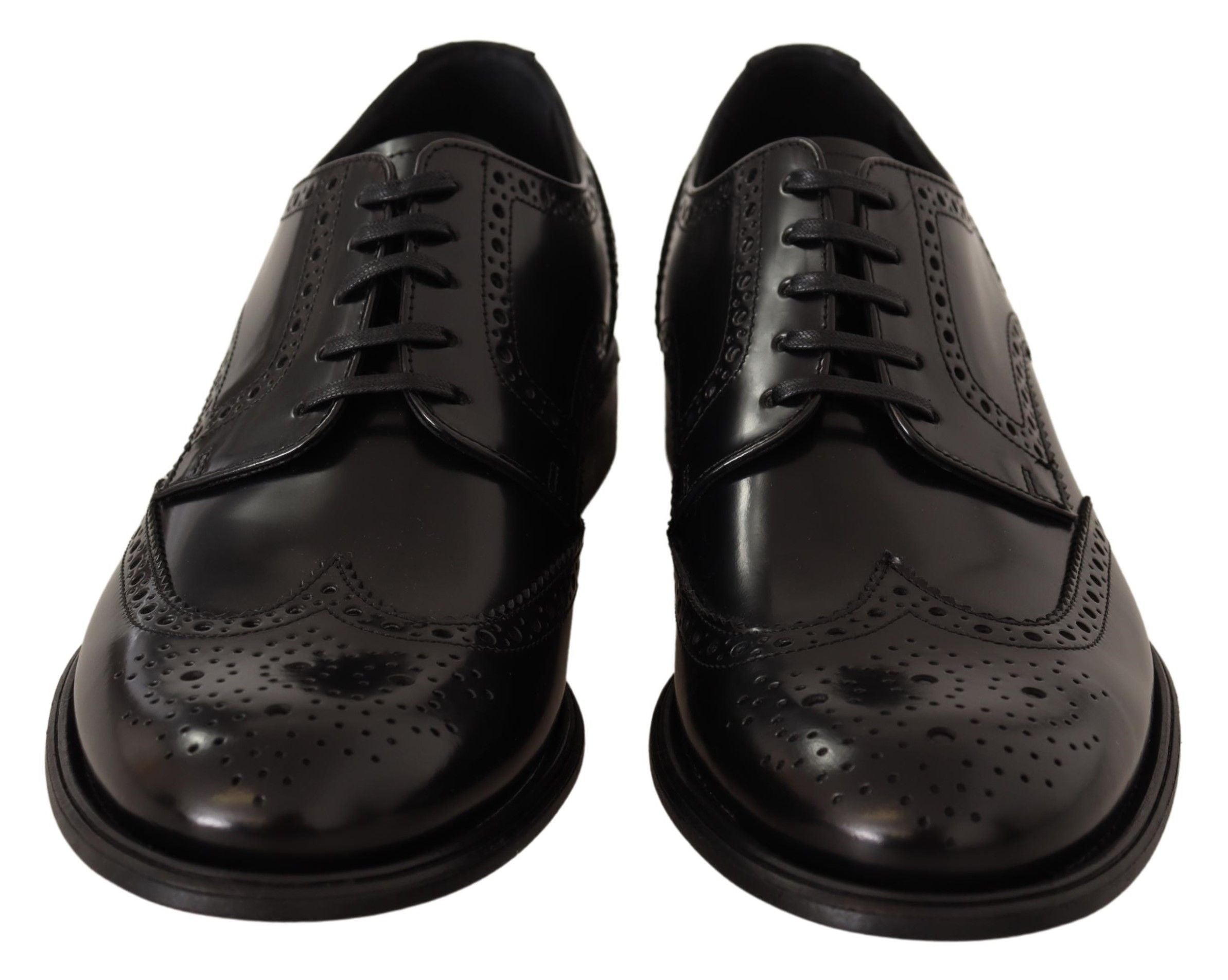 Dolce &amp; Gabbana Черни кожени официални обувки Oxford Wingtip