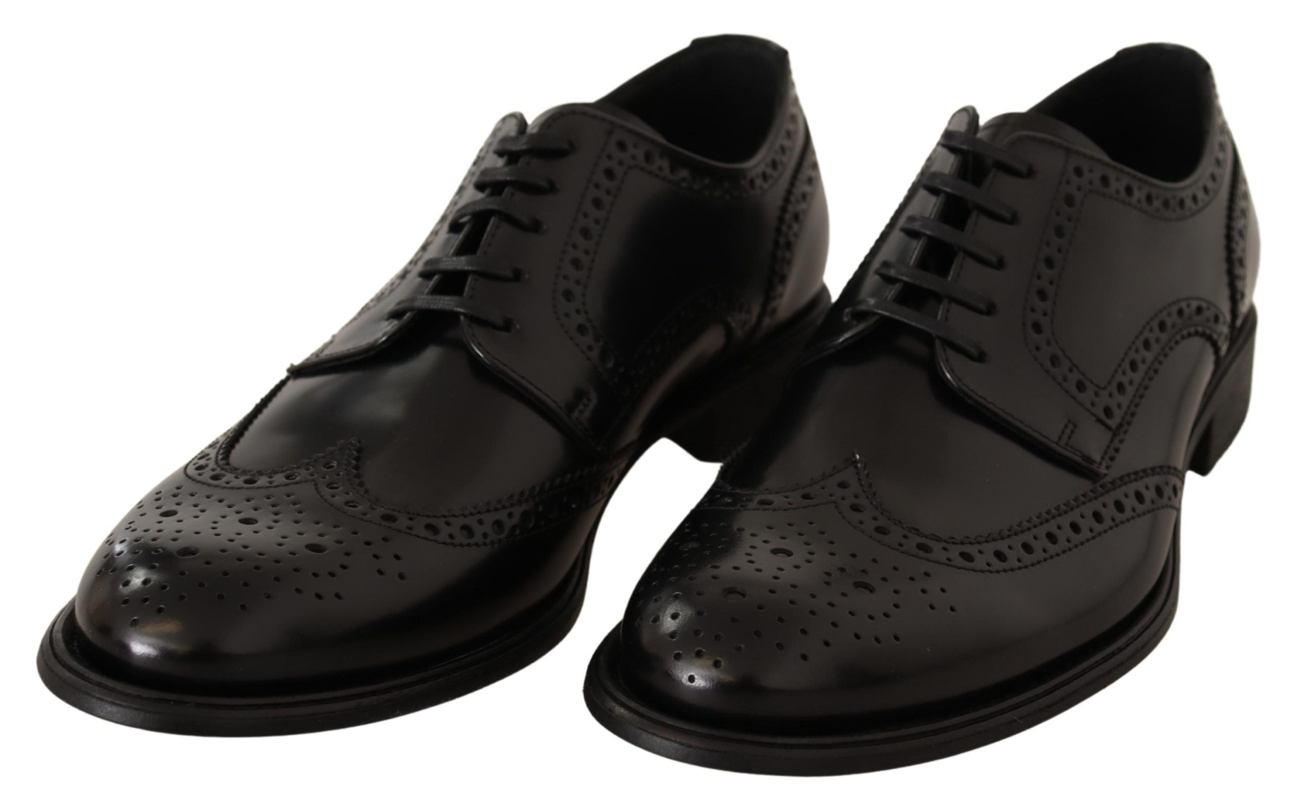 Dolce &amp; Gabbana Черни кожени официални обувки Oxford Wingtip