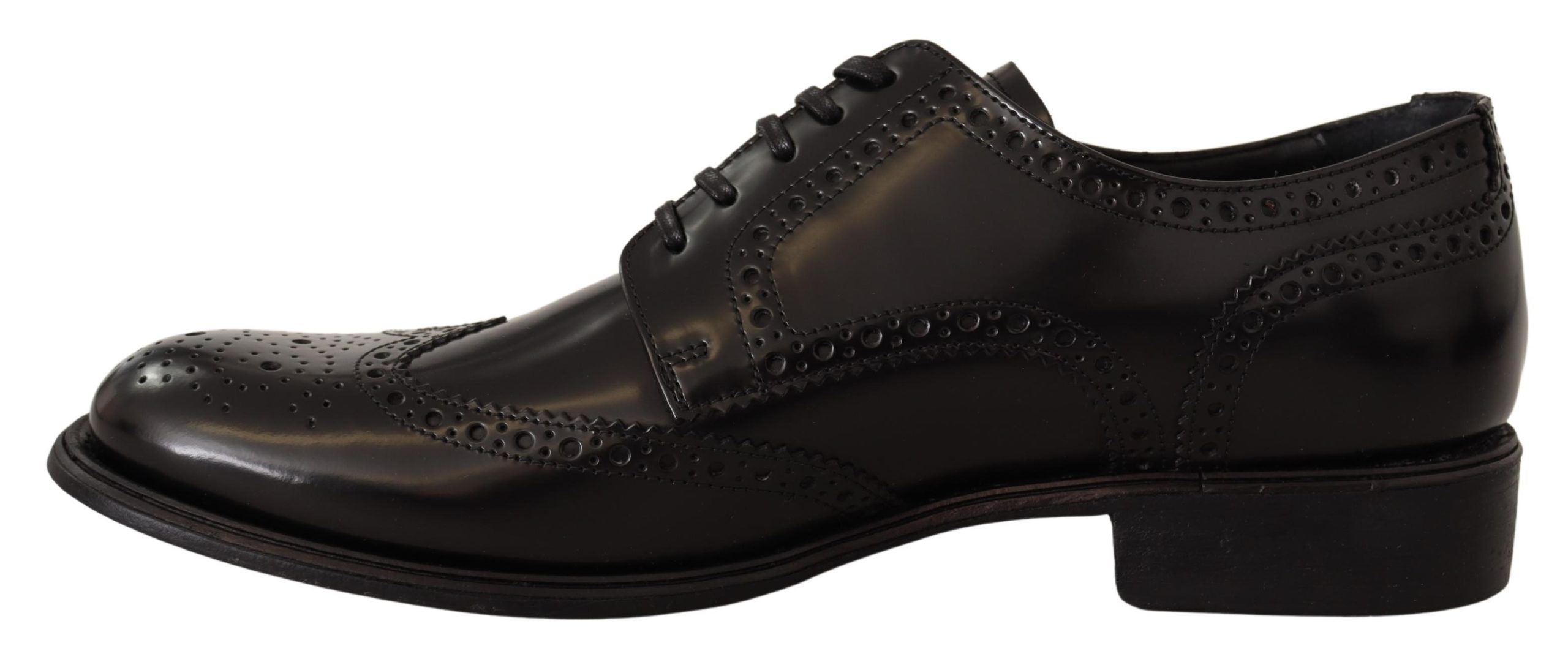 Dolce &amp; Gabbana Черни кожени официални обувки Oxford Wingtip