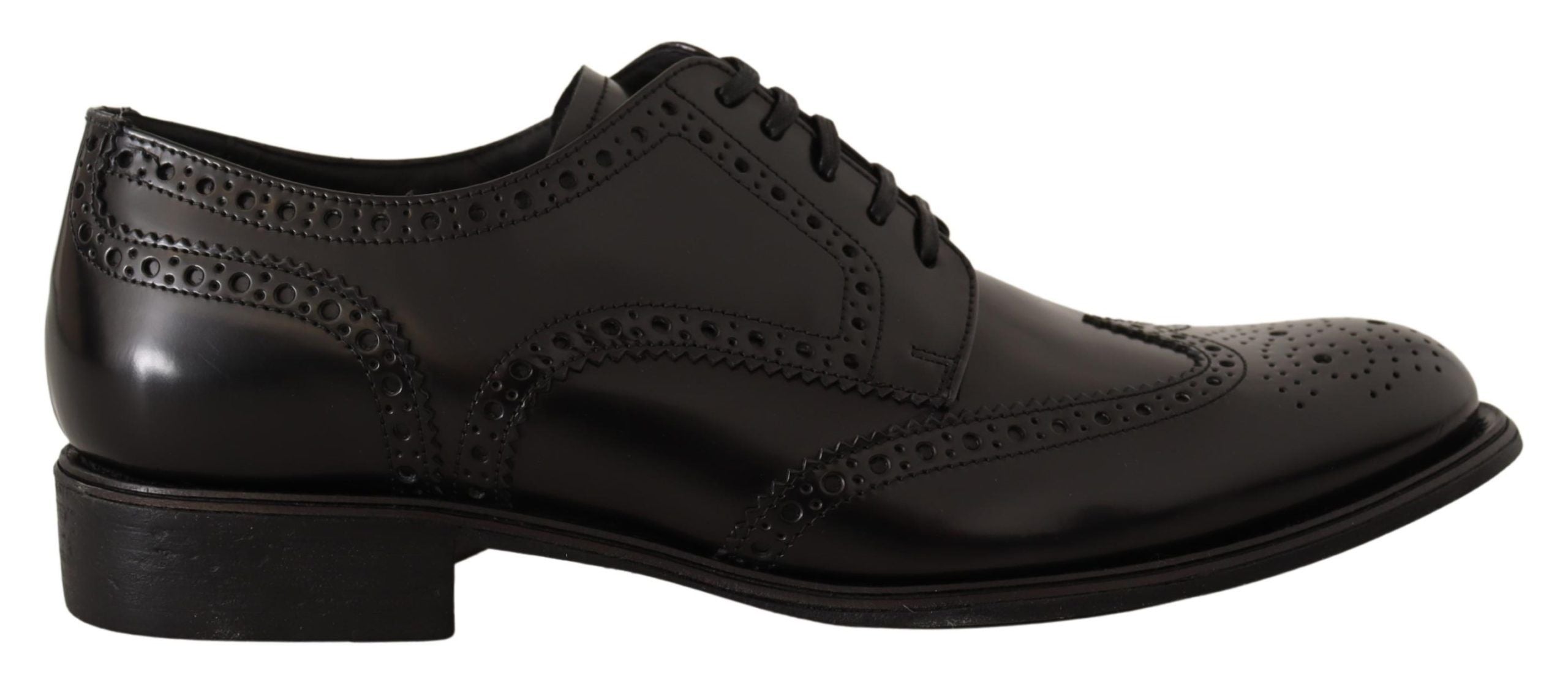 Dolce &amp; Gabbana Черни кожени официални обувки Oxford Wingtip