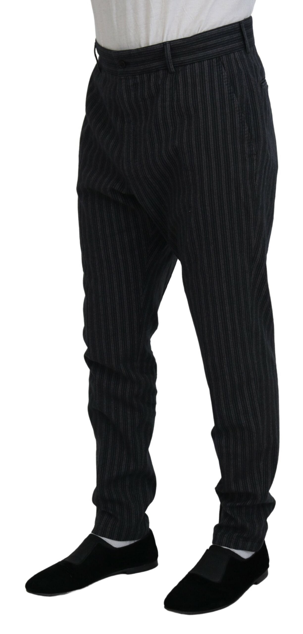 Dolce &amp; Gabbana Тъмно сиви панталони Chino на райета