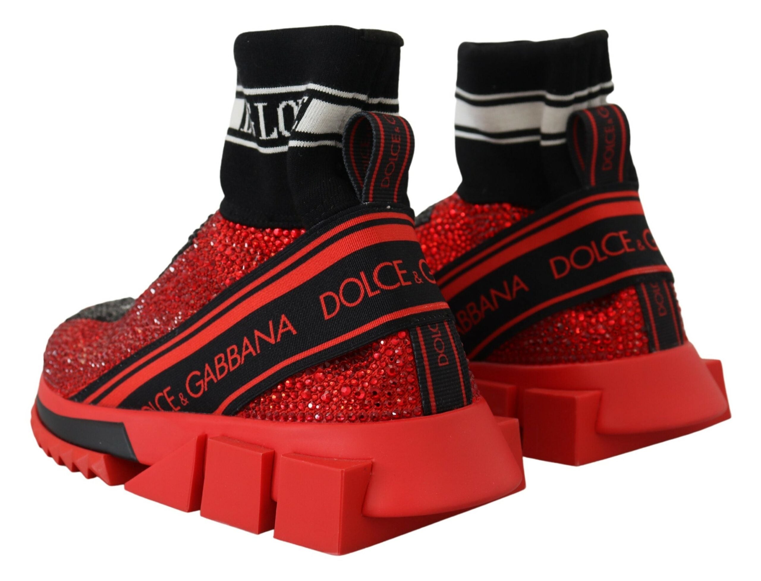 Dolce &amp; Gabbana Red Bling Sorrento Кецове Чорапи Обувки