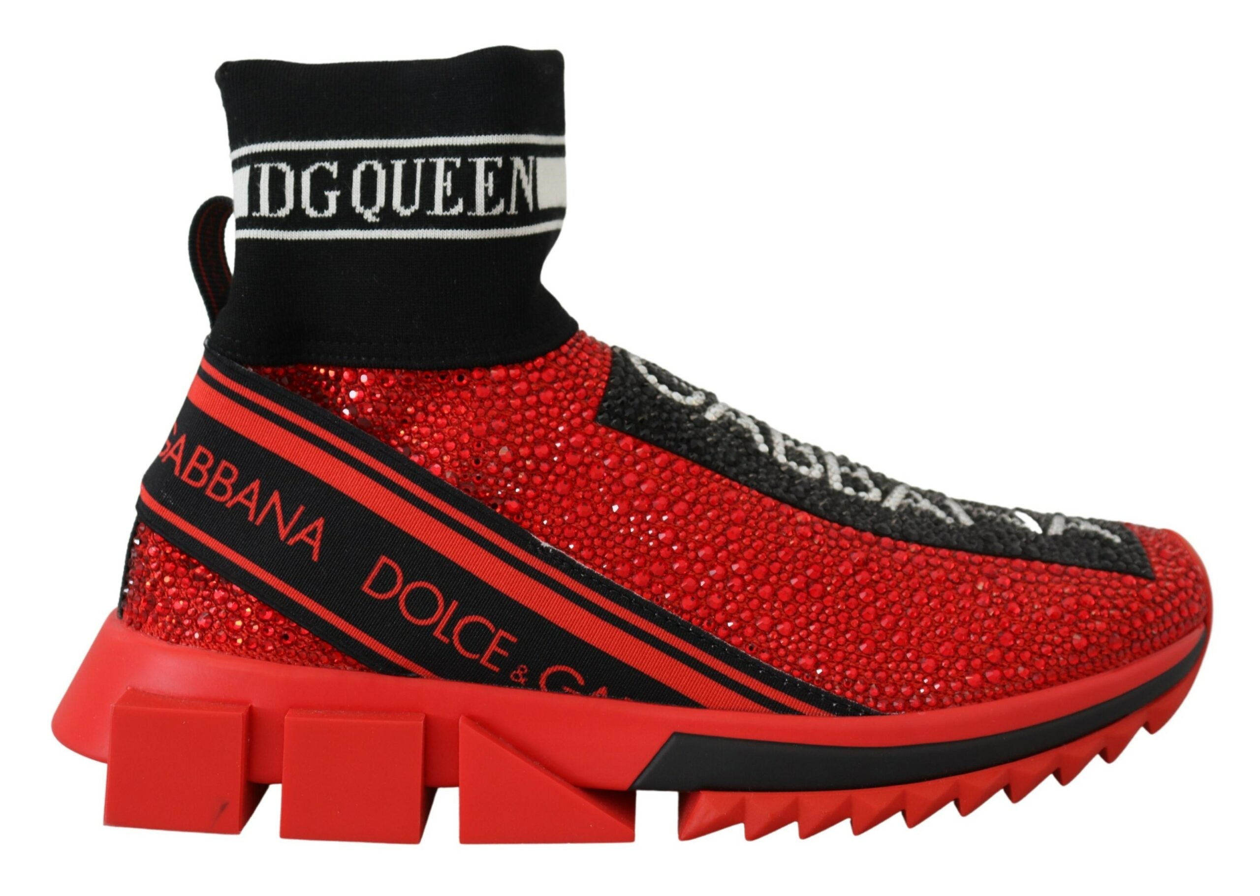 Dolce &amp; Gabbana Red Bling Sorrento Кецове Чорапи Обувки