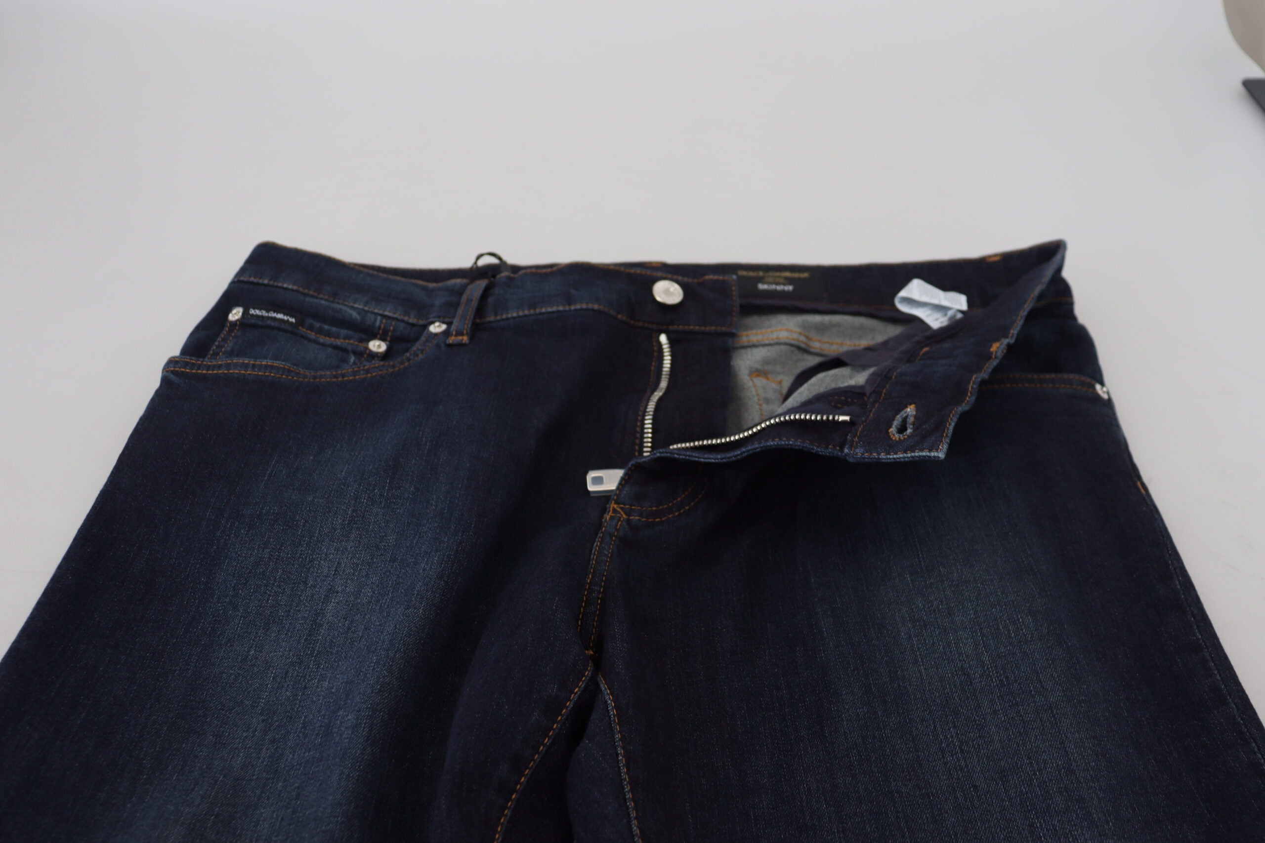 Dolce &amp; Gabbana Тъмно сини памучни еластични тесни дънкови дънки