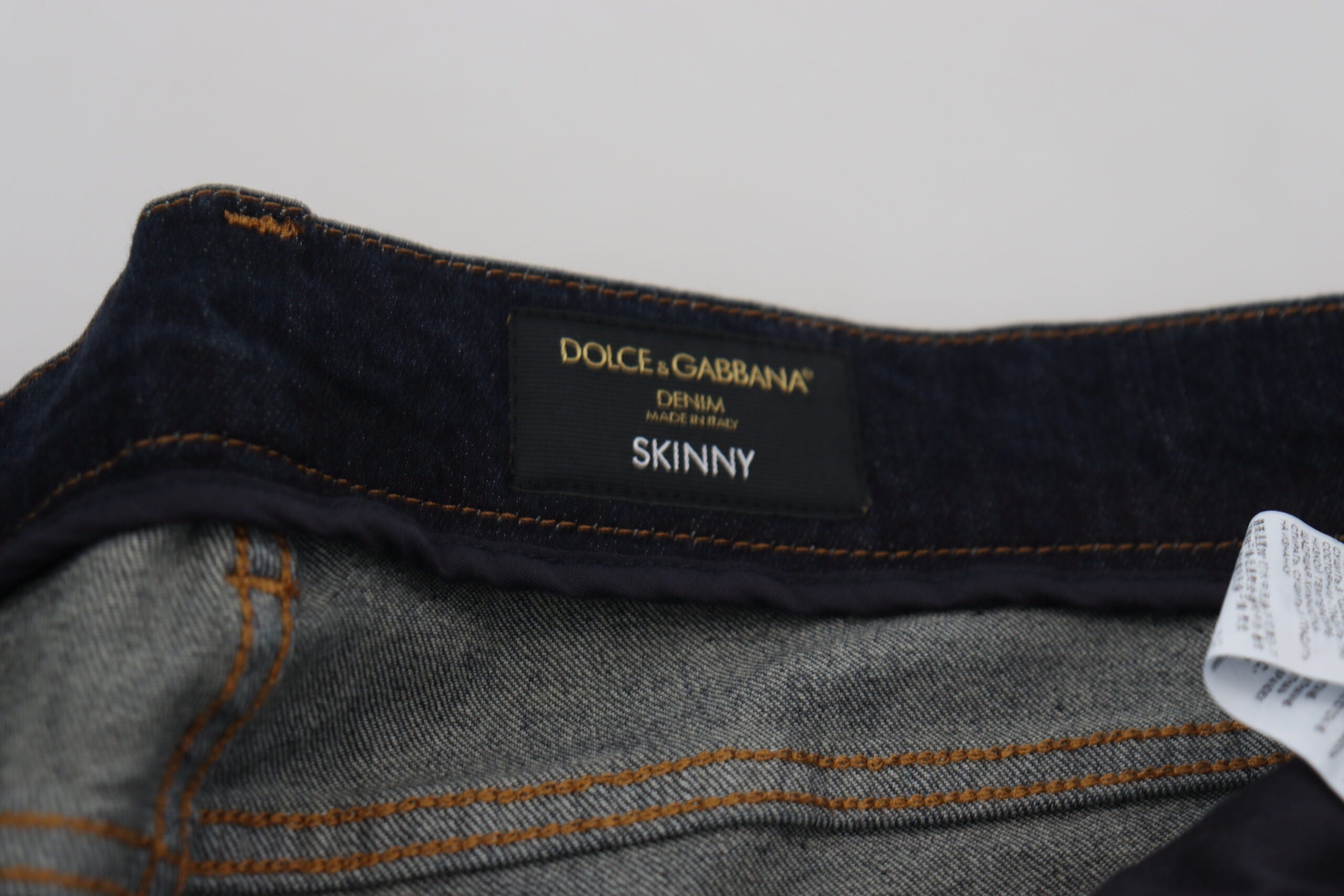 Dolce &amp; Gabbana Тъмно сини памучни еластични тесни дънкови дънки
