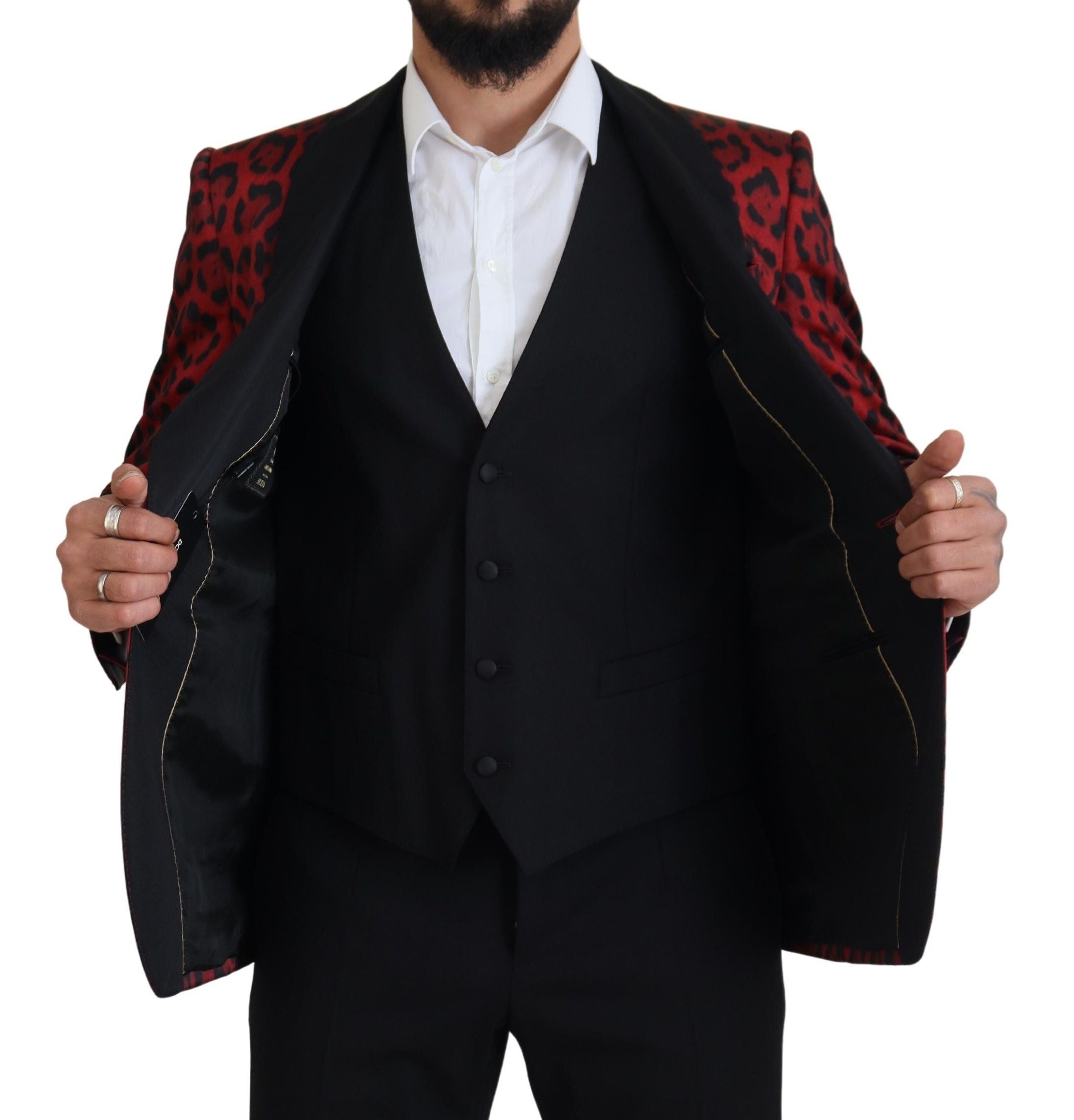 Официален комплект от 3 части Dolce &amp; Gabbana Red SICILIA Leopard