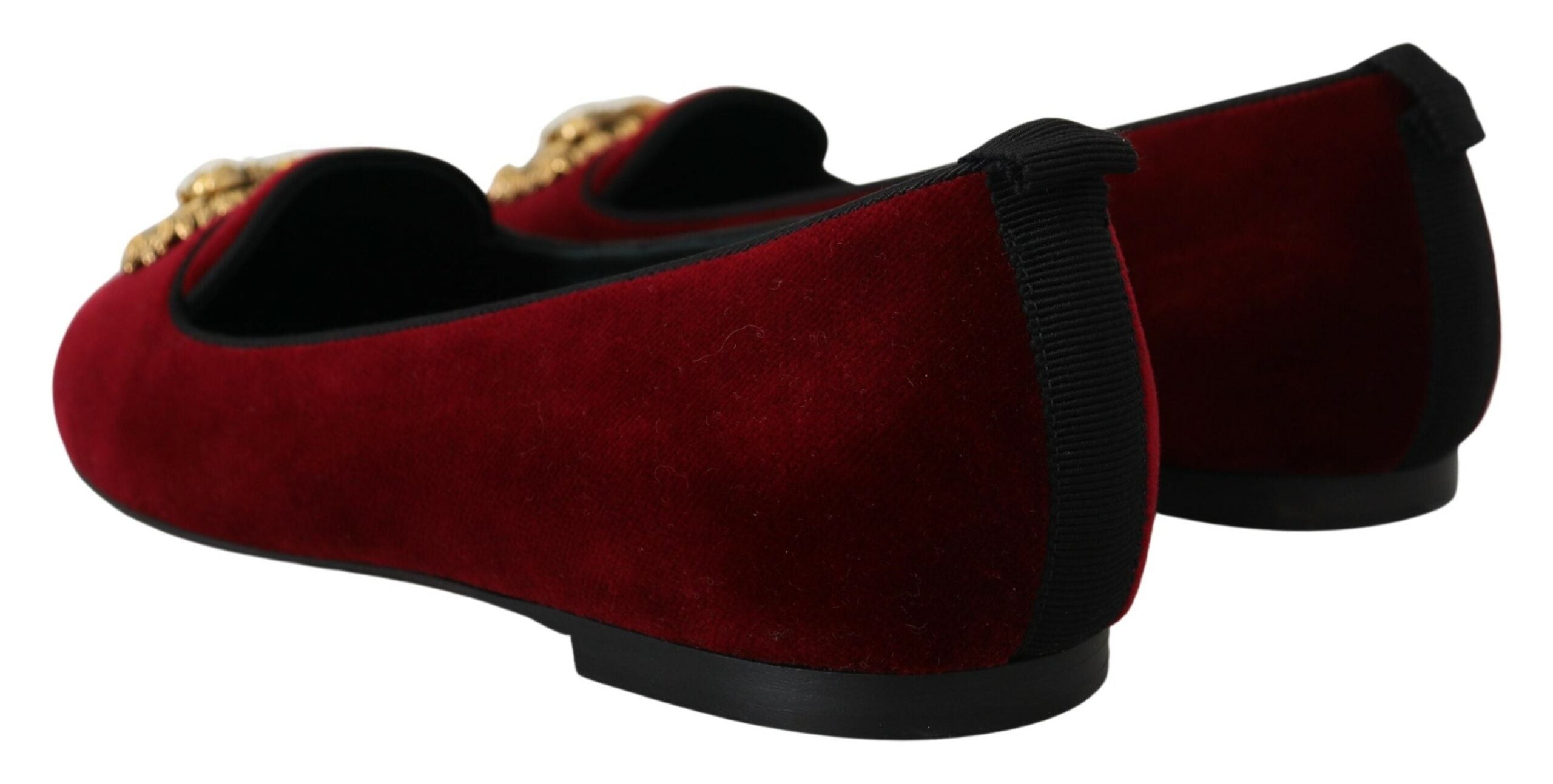 Dolce &amp; Gabbana Bordeaux Velvet Loafers Loafers Flats Shoes