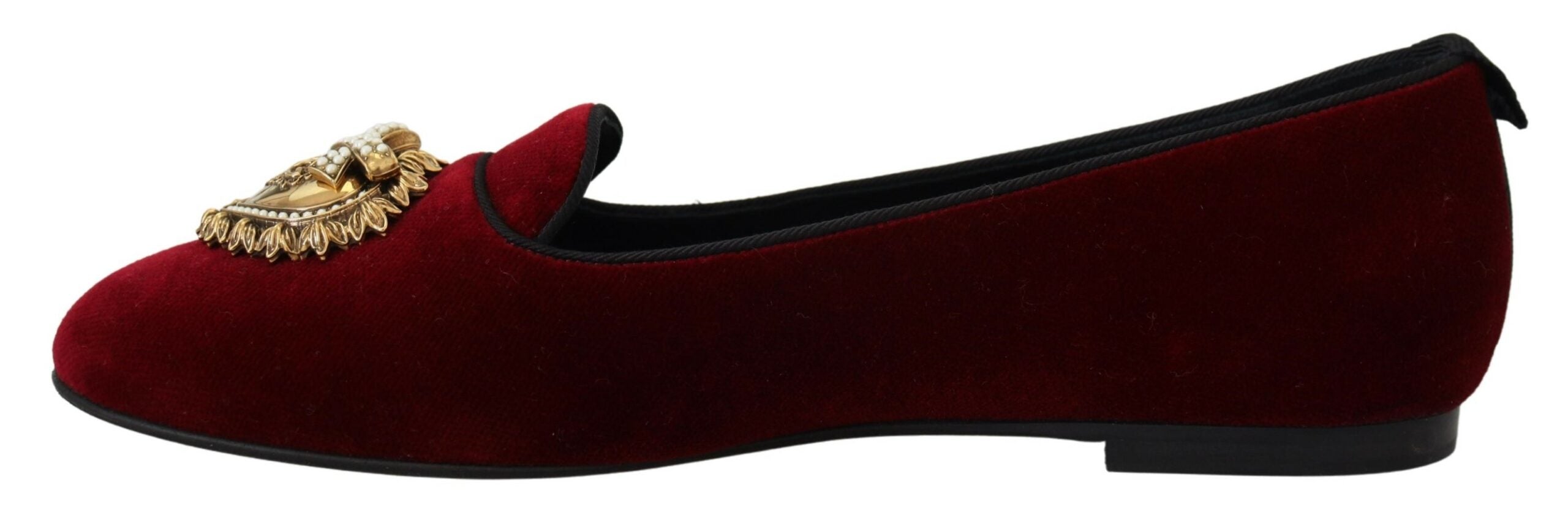 Dolce &amp; Gabbana Bordeaux Velvet Loafers Loafers Flats Shoes