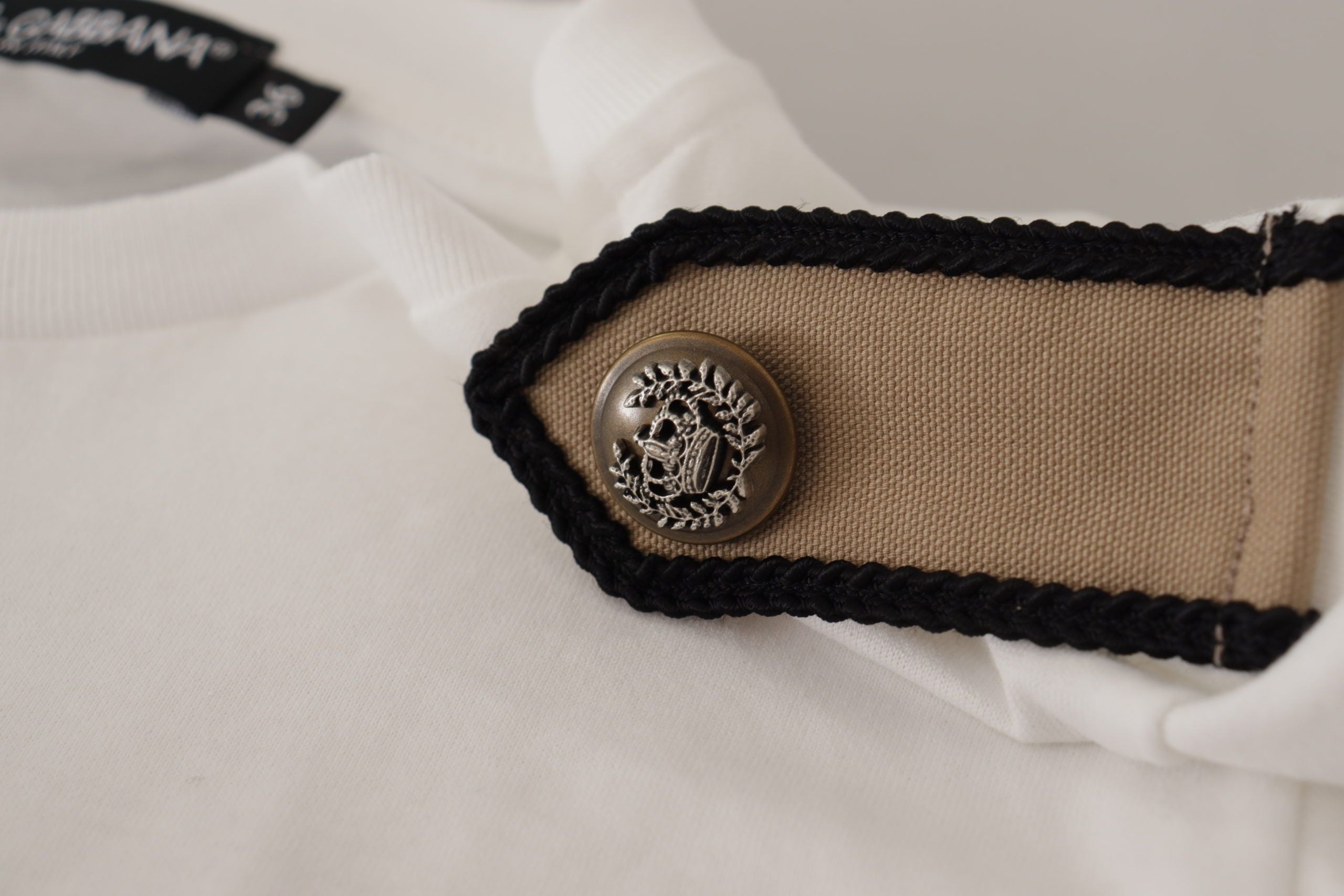 Памучна тениска Dolce &amp; Gabbana White Black Roses Crewneck
