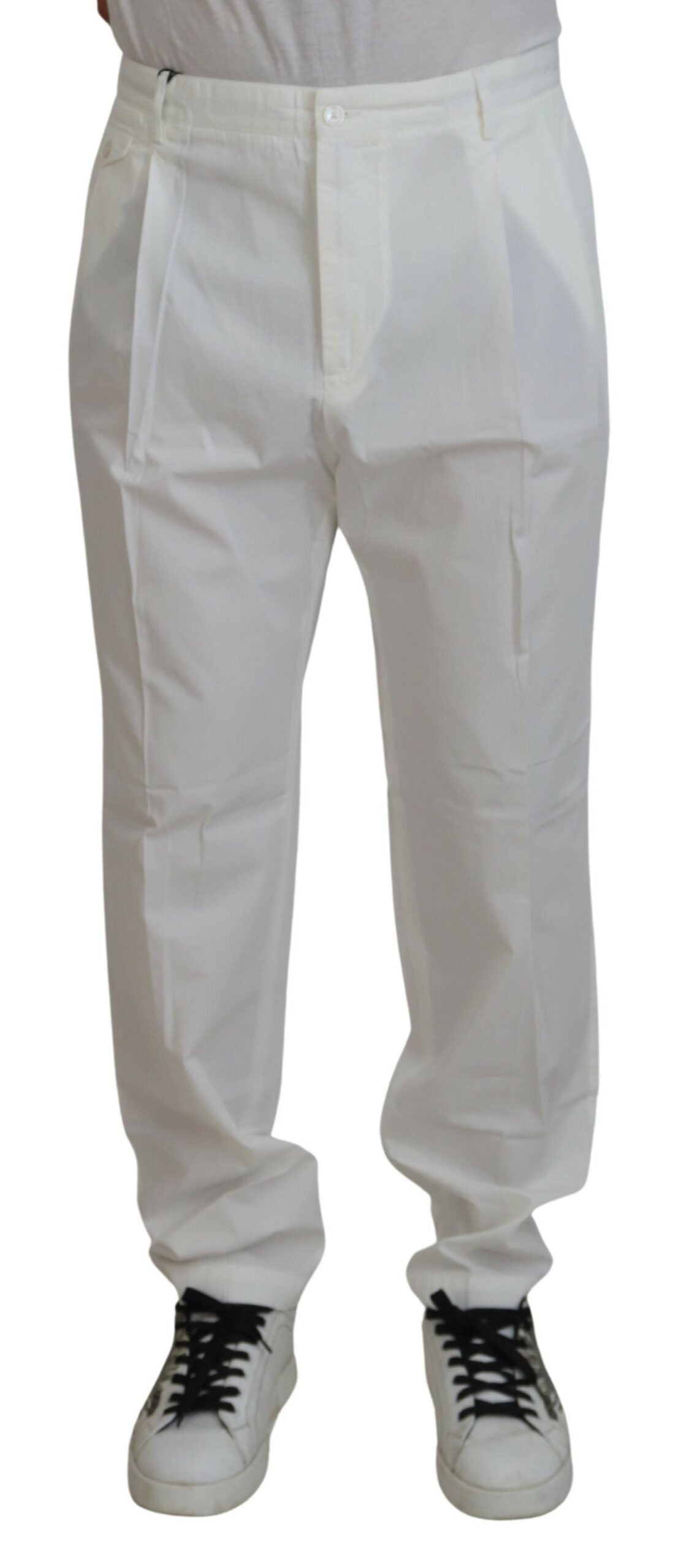 Dolce & Gabbana Elegant White Cotton Chino Dress Pants