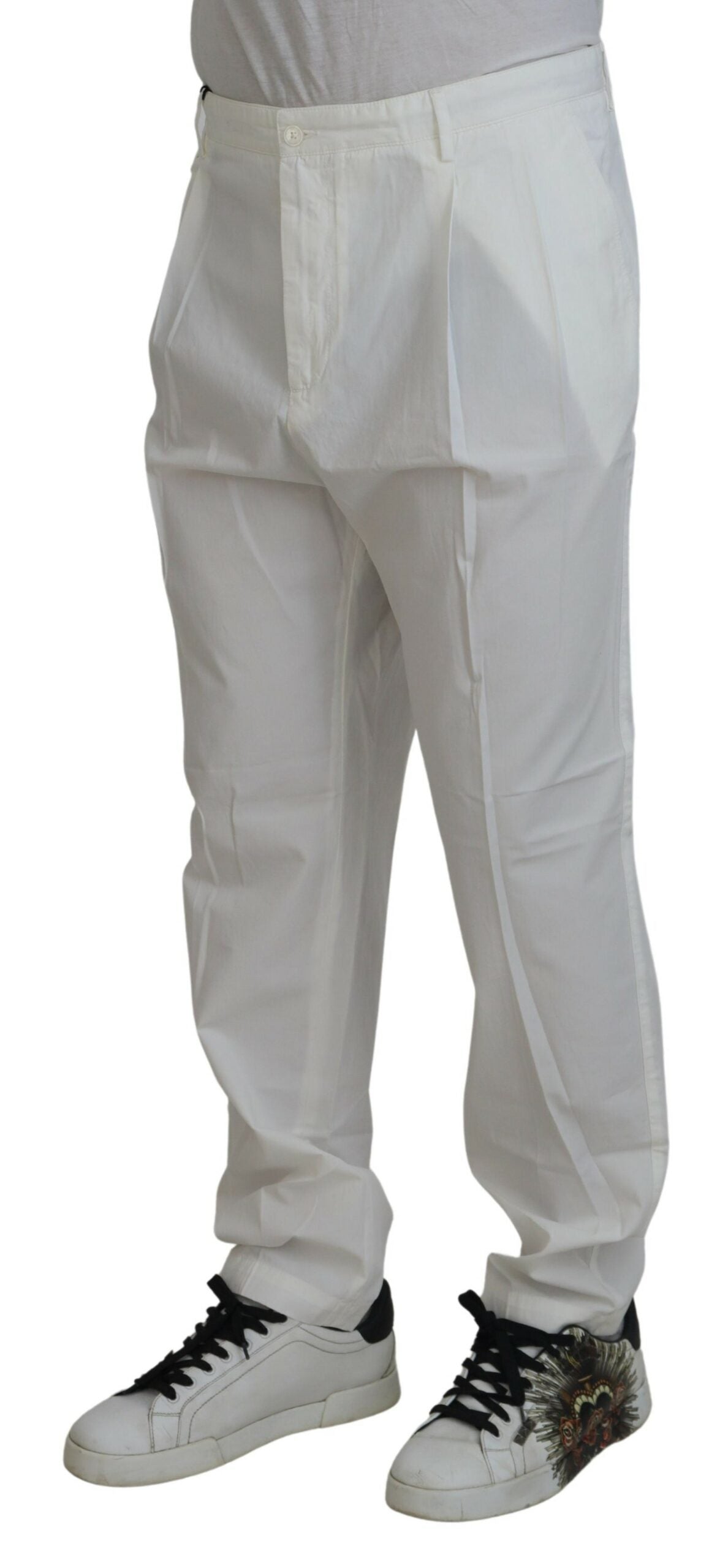 Dolce & Gabbana Elegant White Cotton Chino Dress Pants