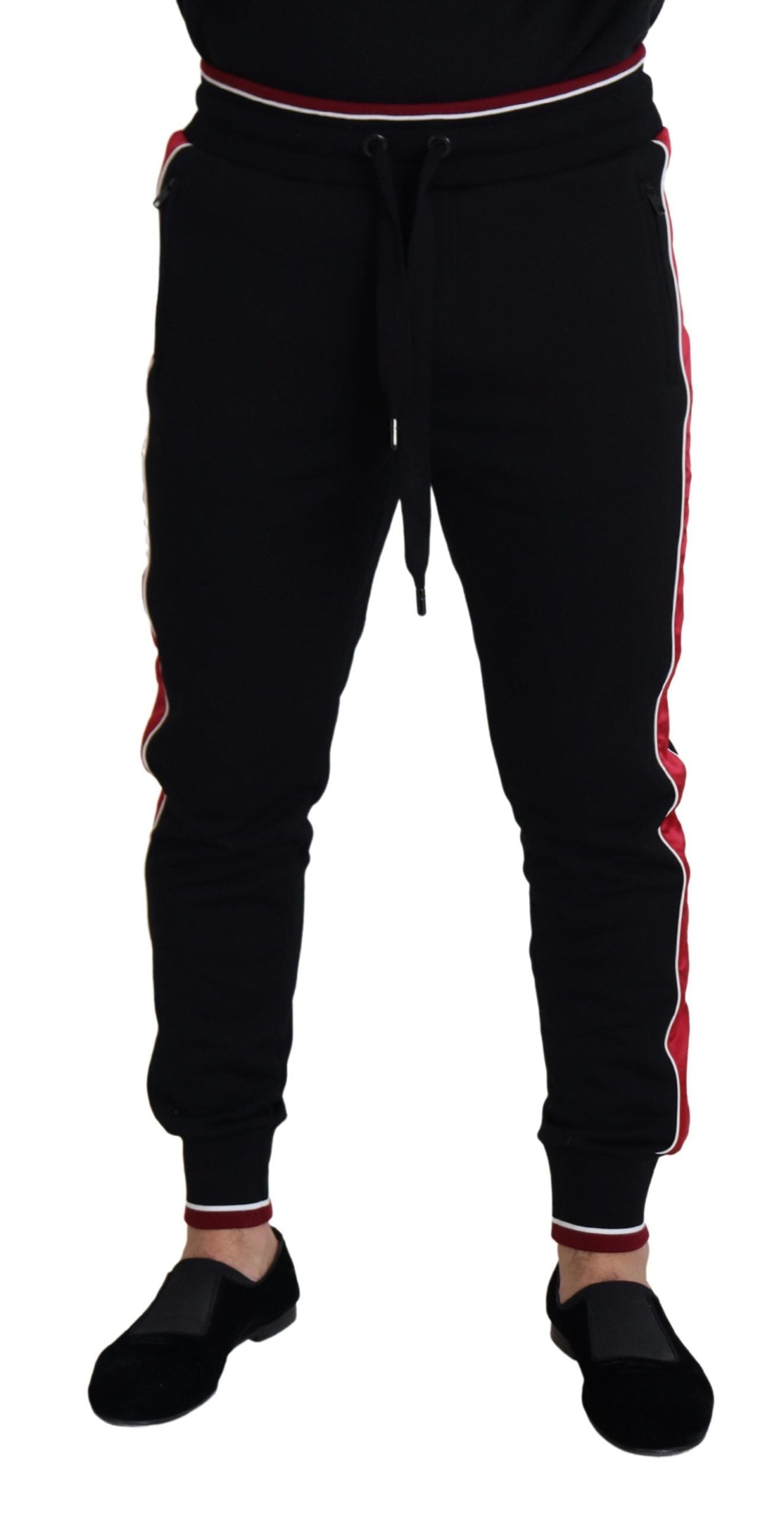 Dolce & Gabbana Elegant Black Jogging Sweatpants with Red Detail