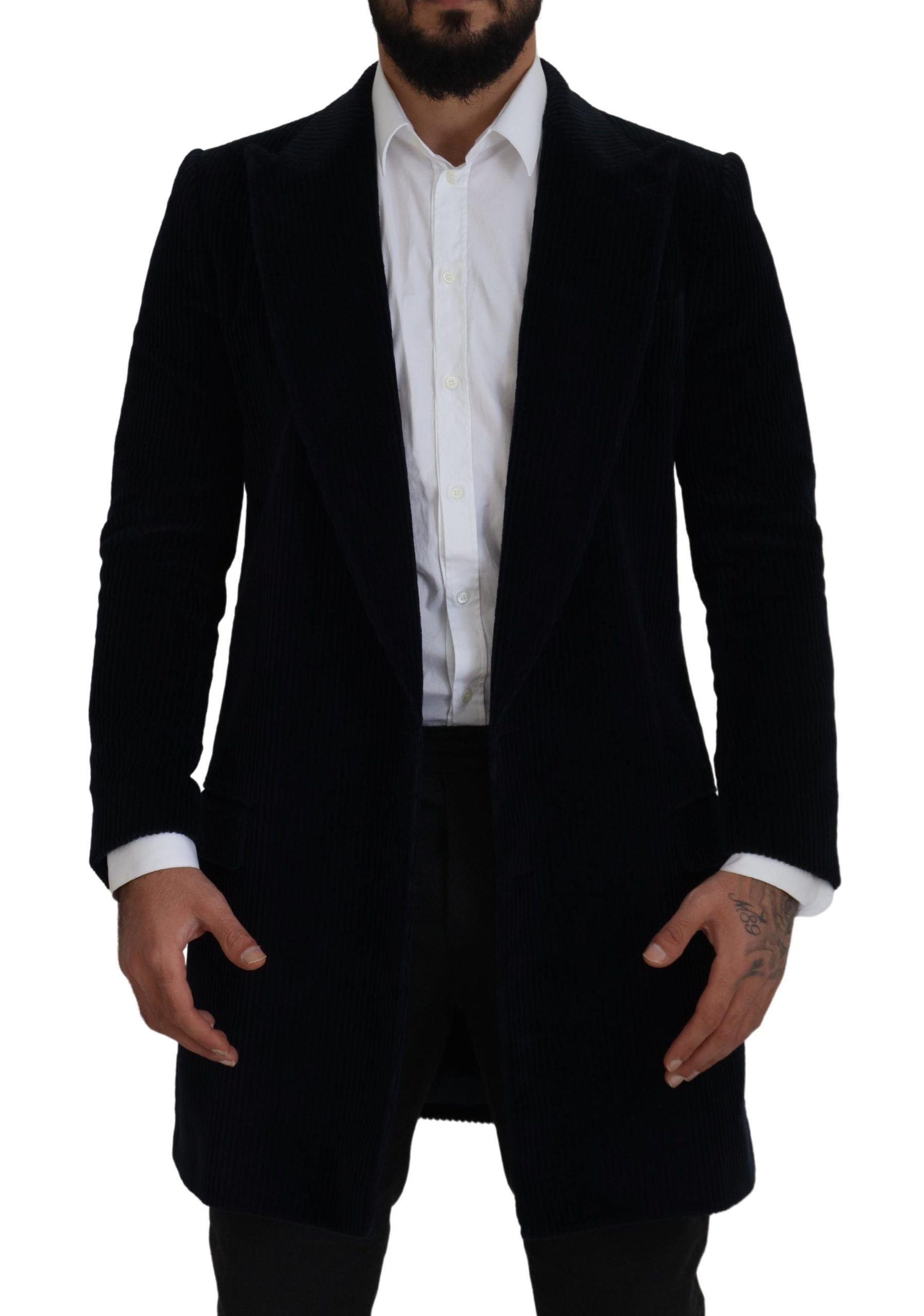 Dolce &amp; Gabbana черна памучна жилетка дълго палто мъжко яке