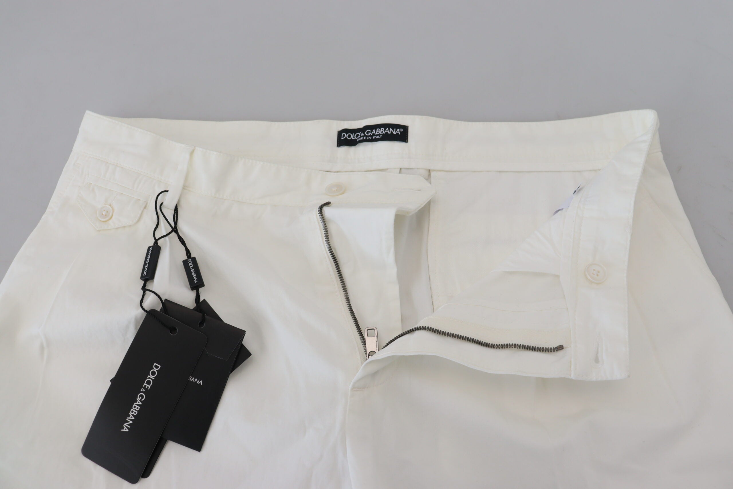 Бели памучни тесни чино панталони Dolce &amp; Gabbana