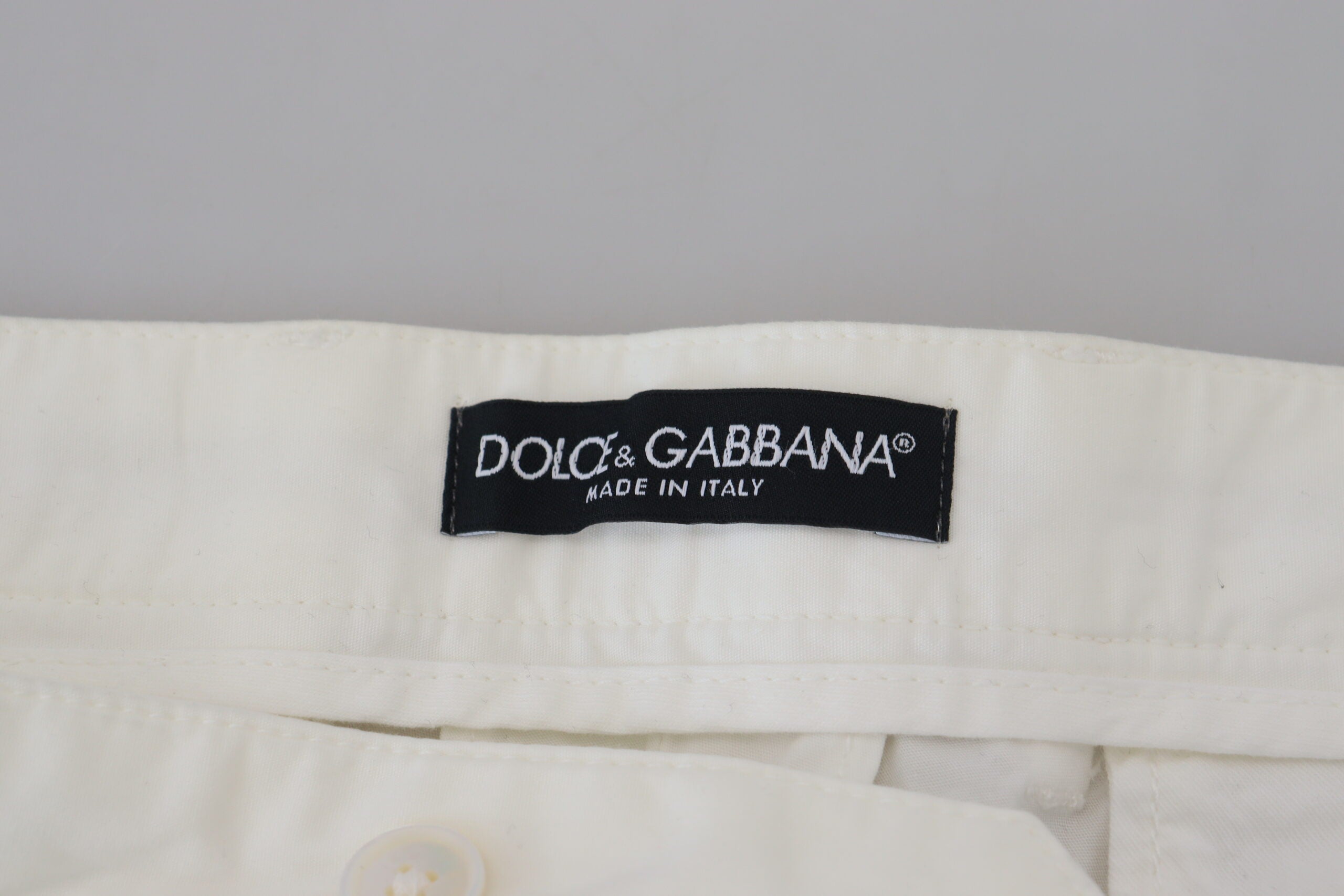 Бели памучни тесни чино панталони Dolce &amp; Gabbana